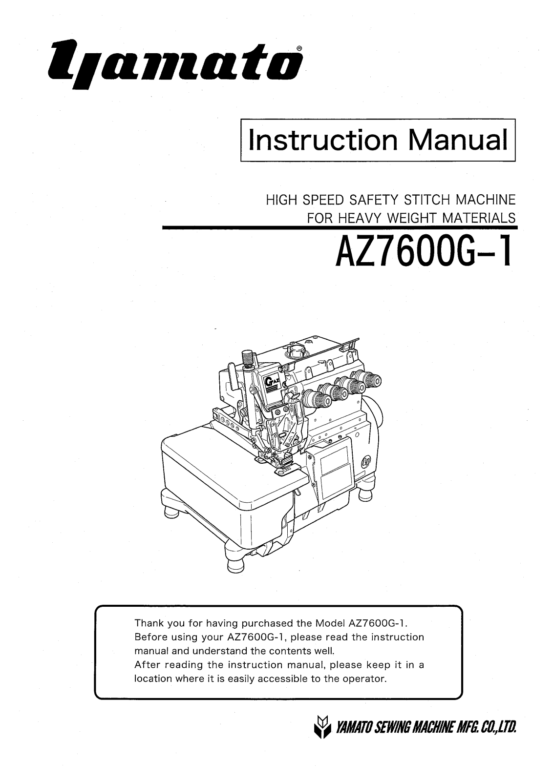 Yamato AZ7600G-1 User Manual