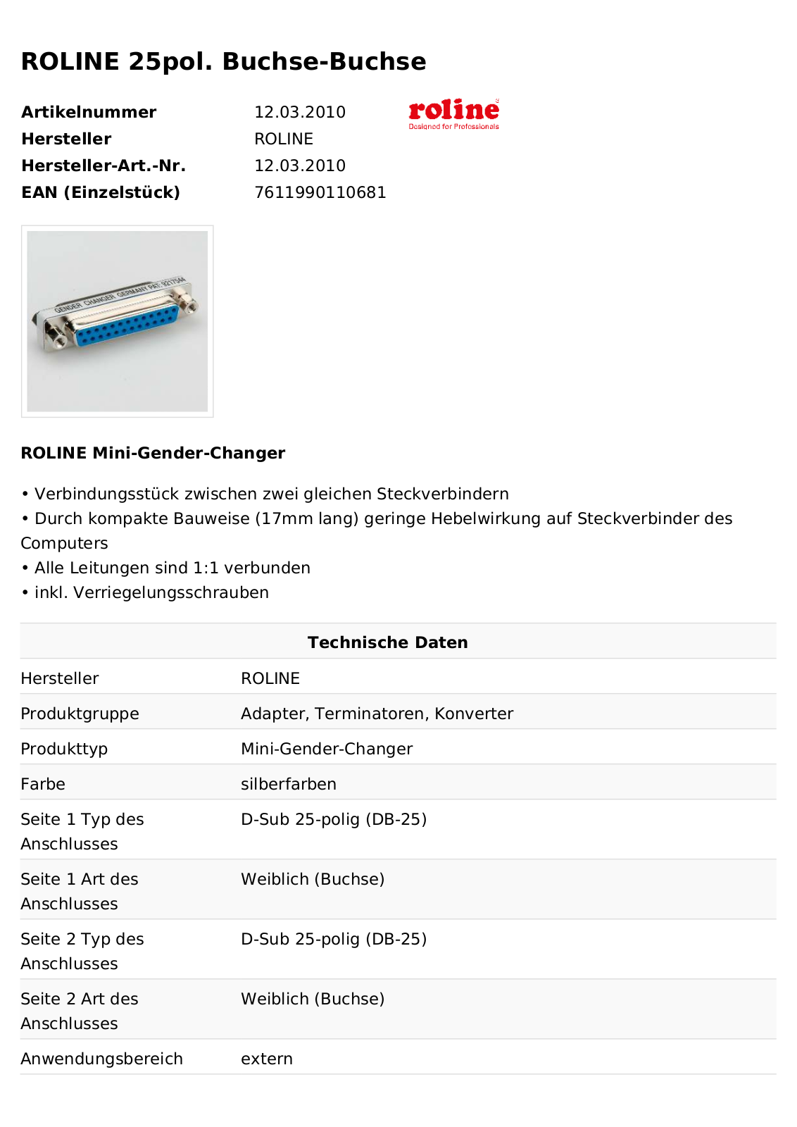 ROLINE 12032010 Datasheet - ManualMachine.com