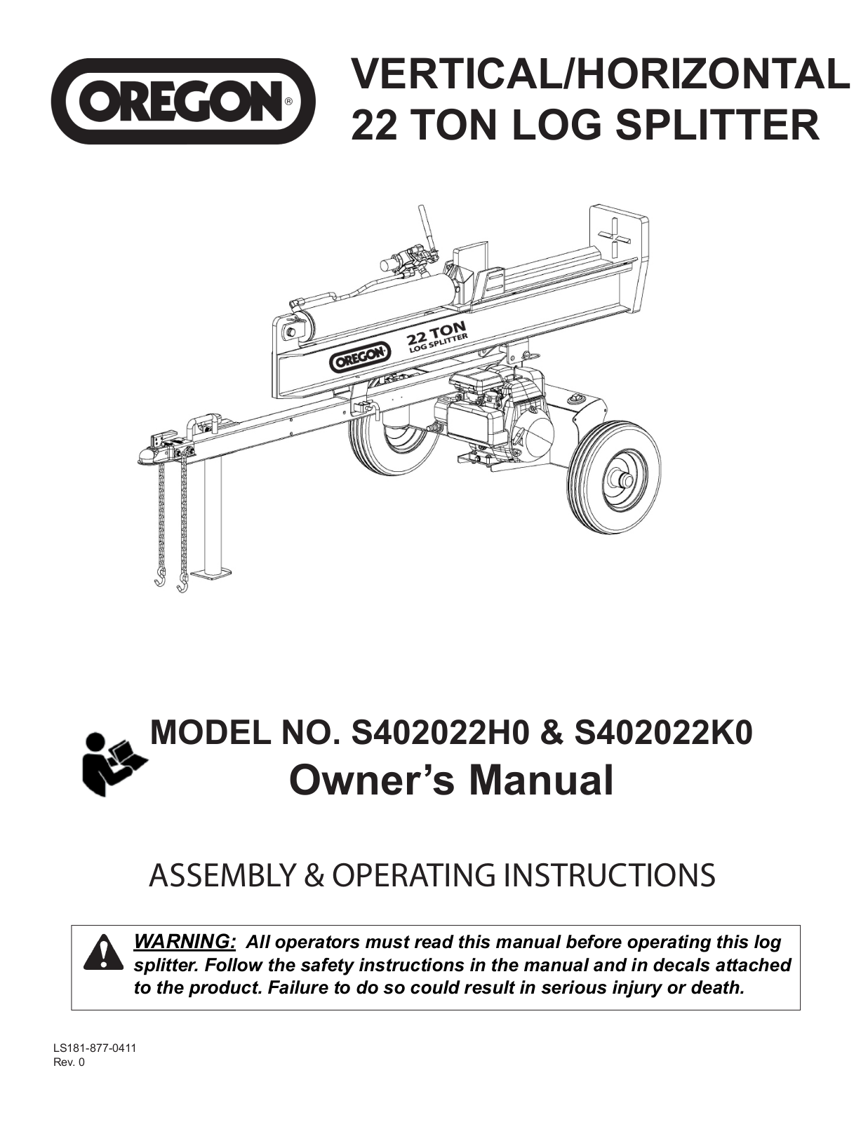 Oregon S402022H0, S402022K0 User Manual