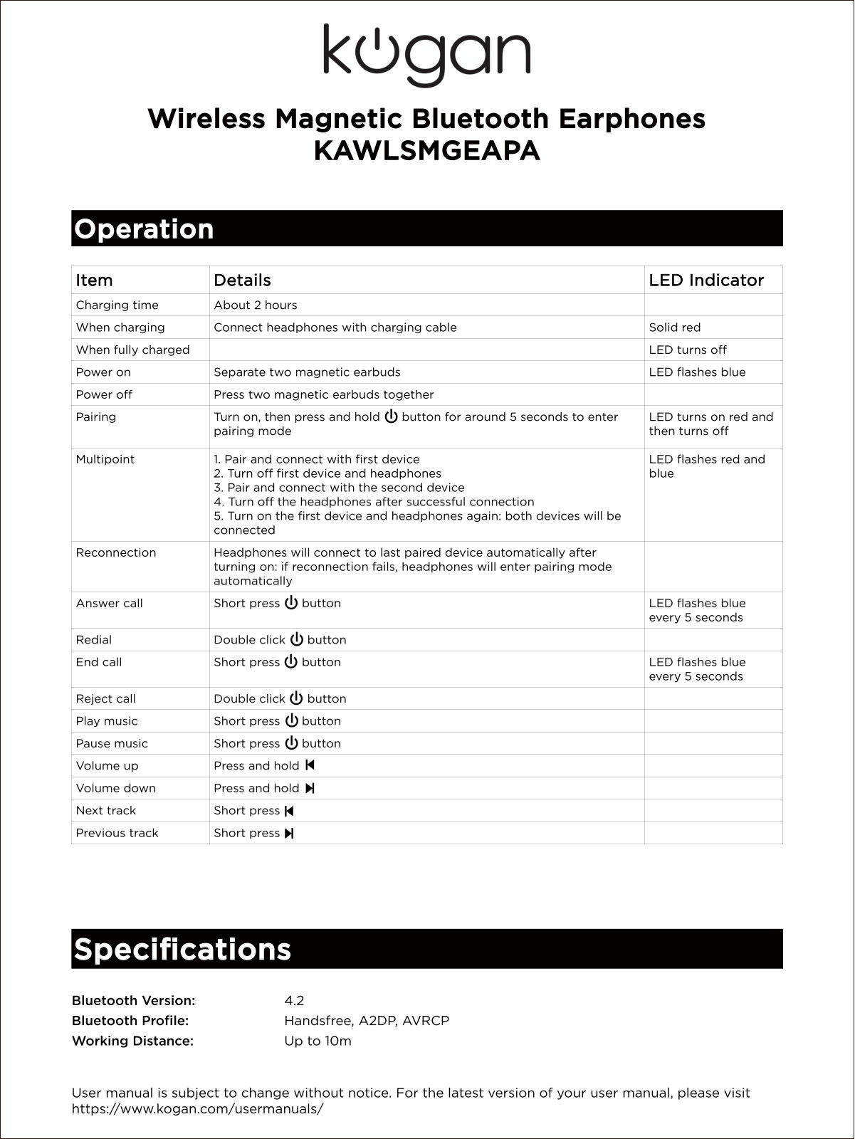 Kogan Kawlsmgeapa User Manual