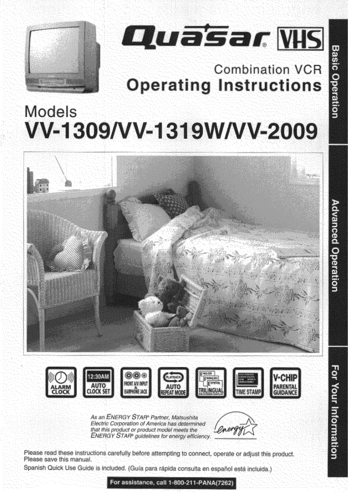 Panasonic VV-2009, VV-1319W, VV-1309 Owner’s Manual