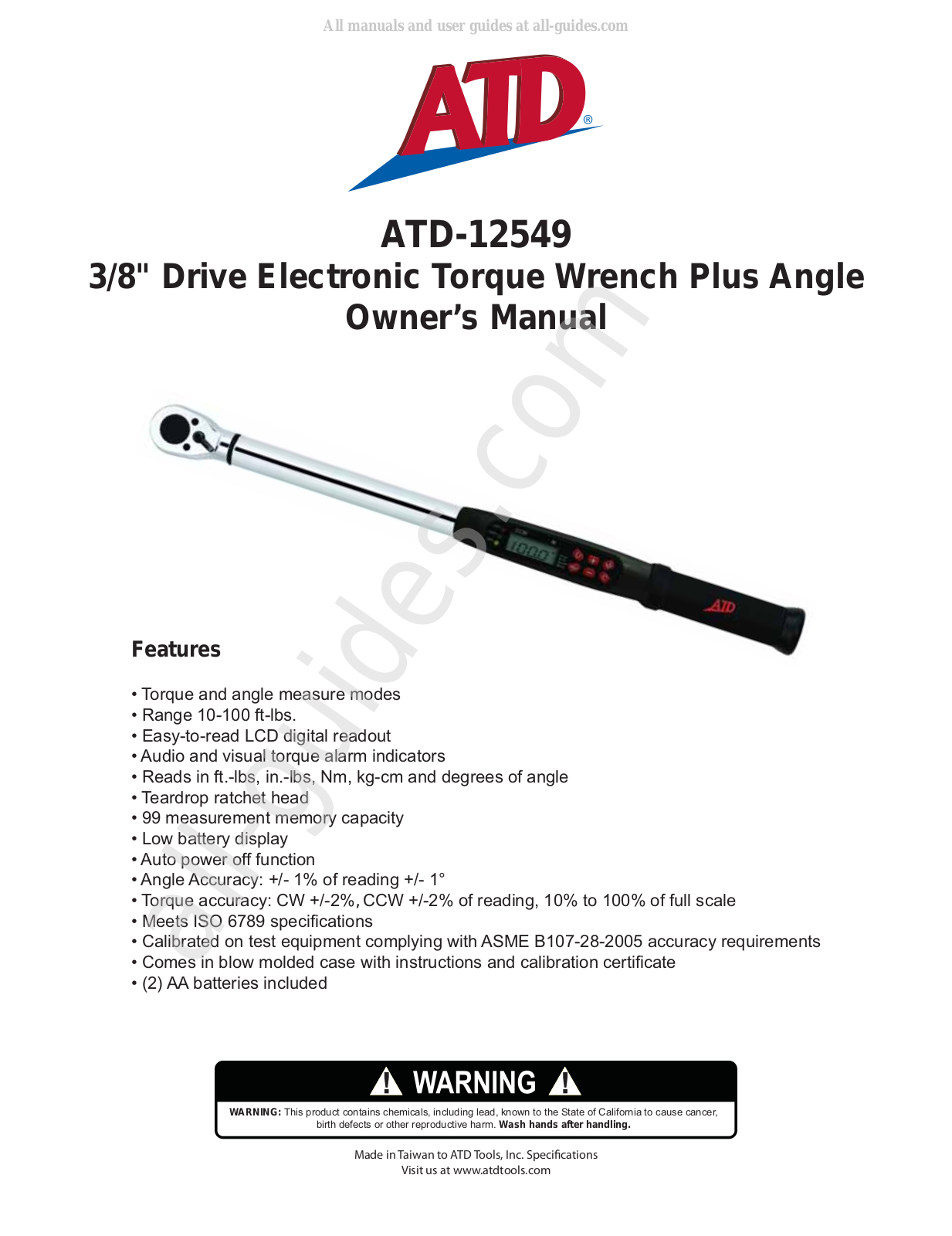 ATD Tools ATD-12549 Owner's Manual