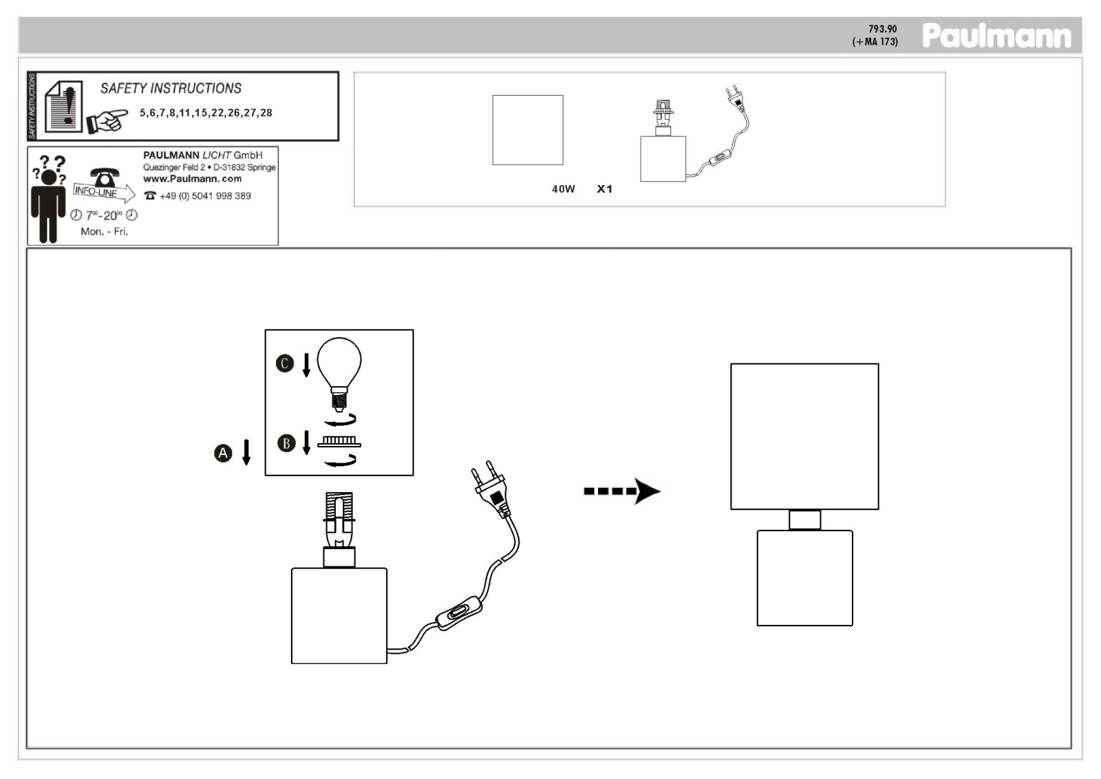 Paulmann 79390 Safety instructions