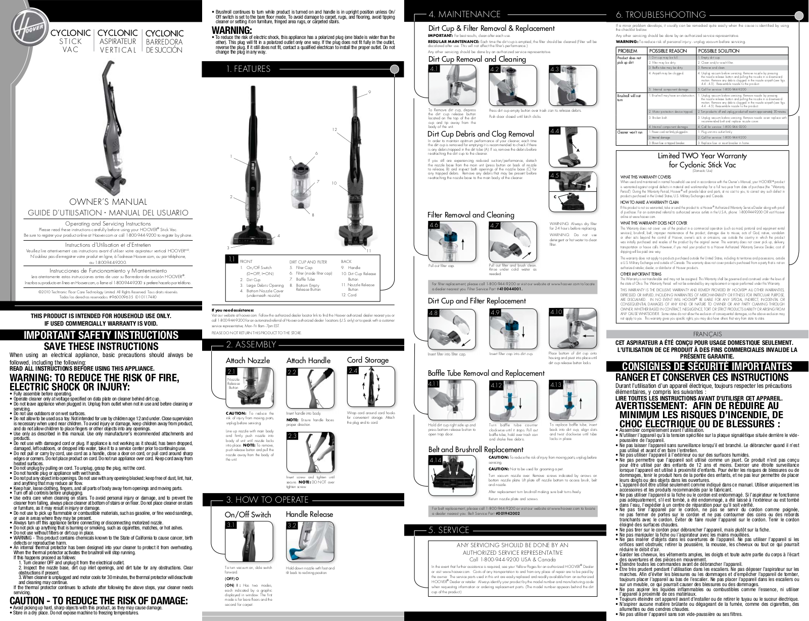 Hoover SH20030 Owner's Manual