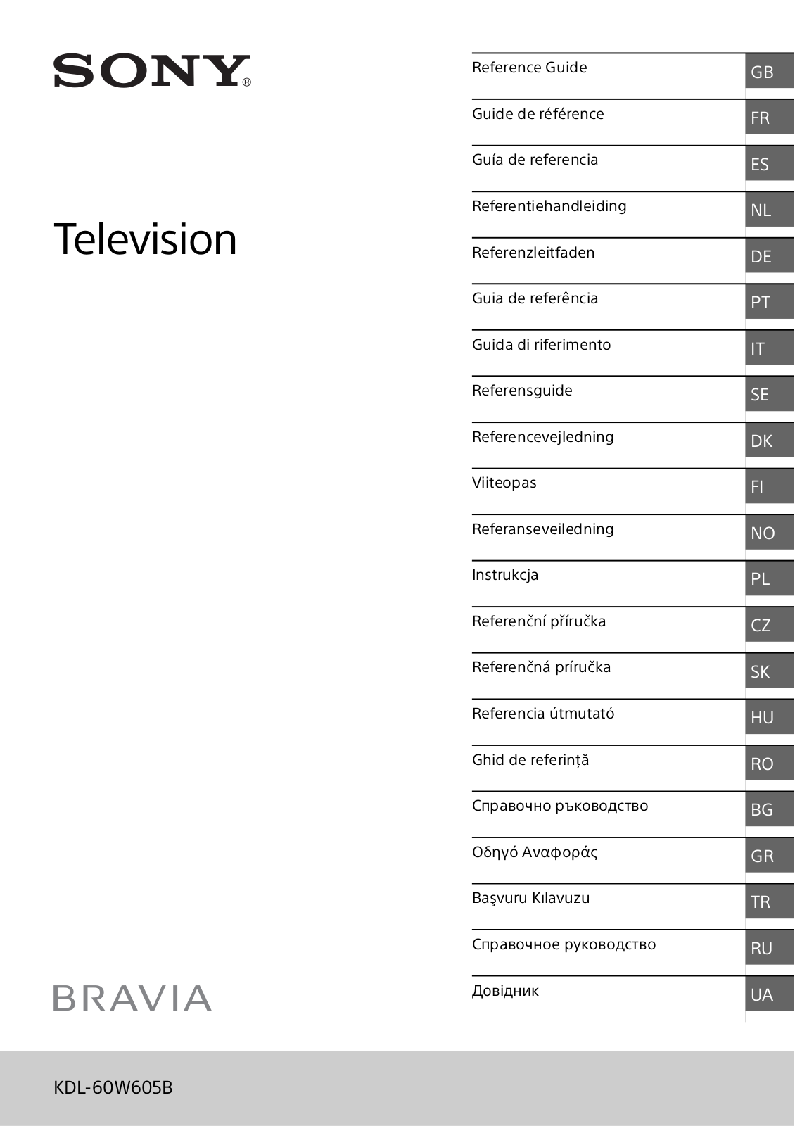 Sony KDL60W605B User Manual