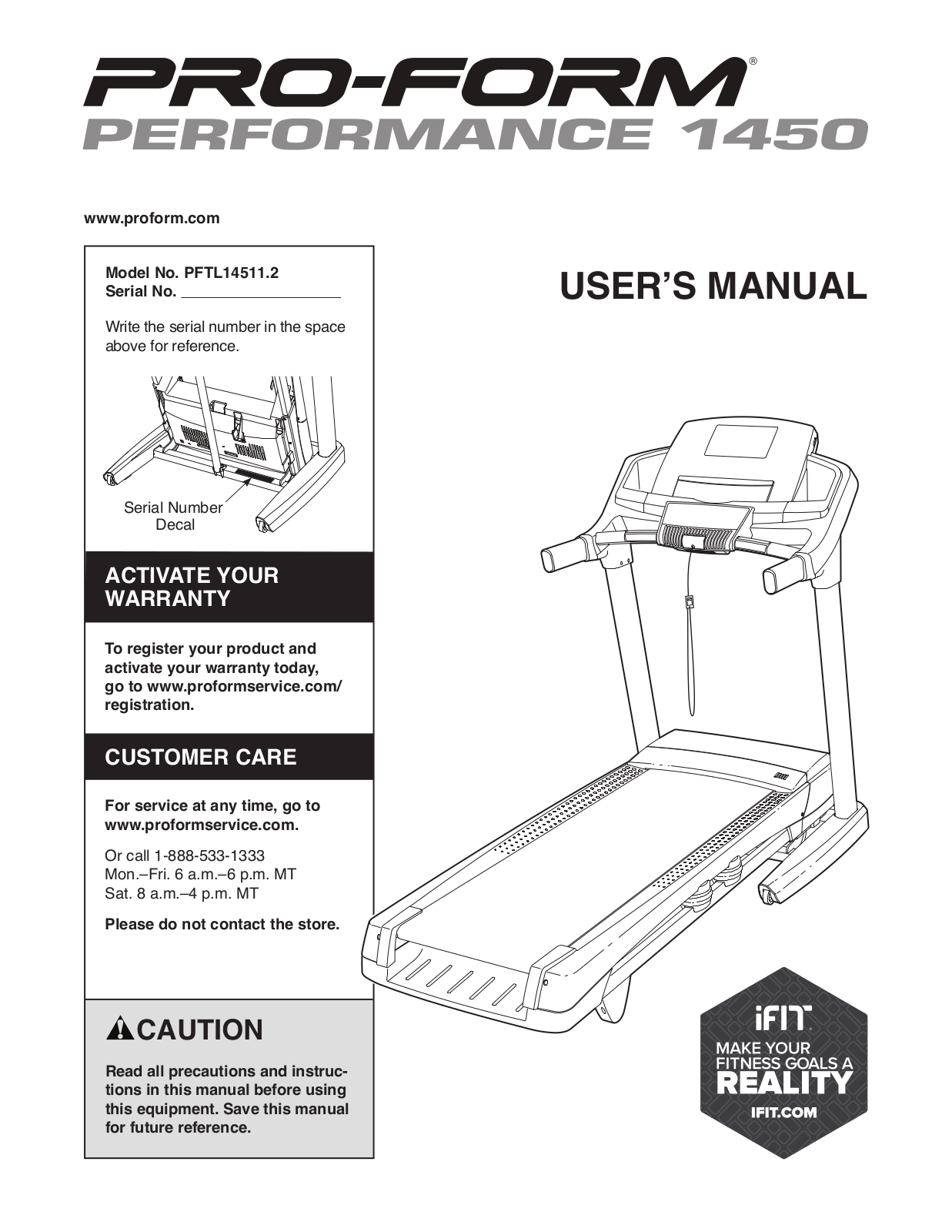 ProForm PFTL145112, PERFORMANCE 1450 User Manual