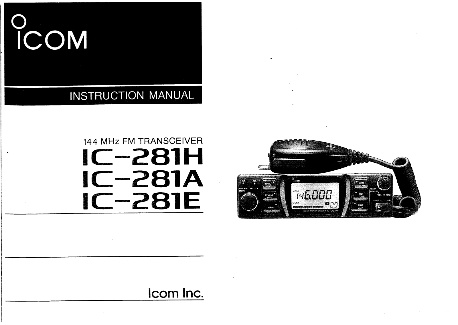 Icom IC-281E, IC-281A, IC-281H User Manual