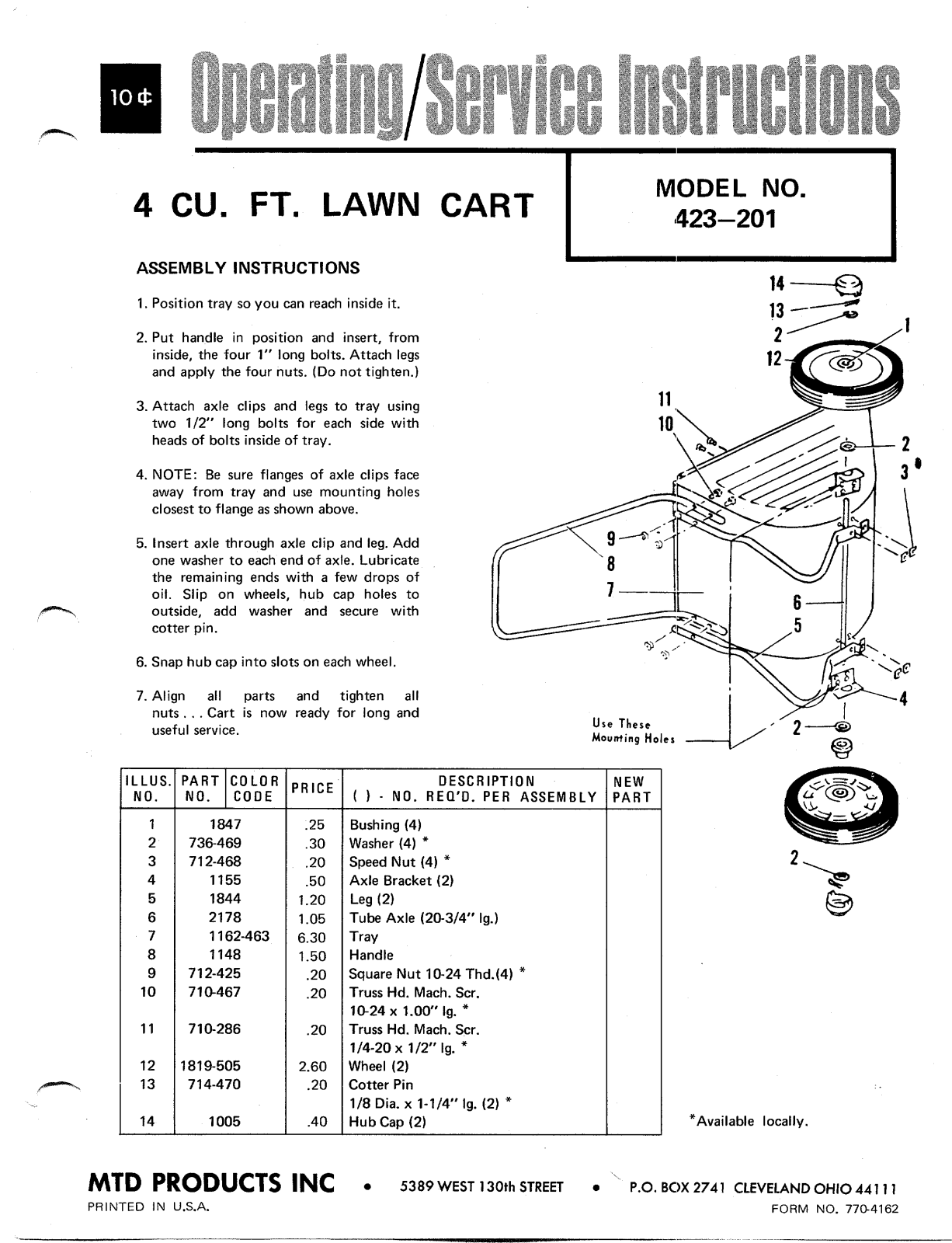 MTD 423-201 User Manual