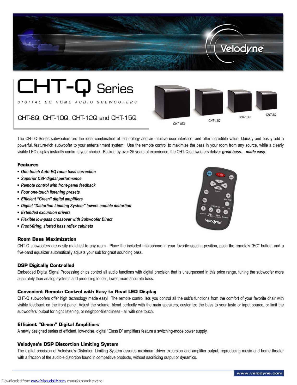 Velodyne CHT-10Q - DATASHEET 2, CHT-12Q, CHT-15Q, CHT-8Q Datasheet