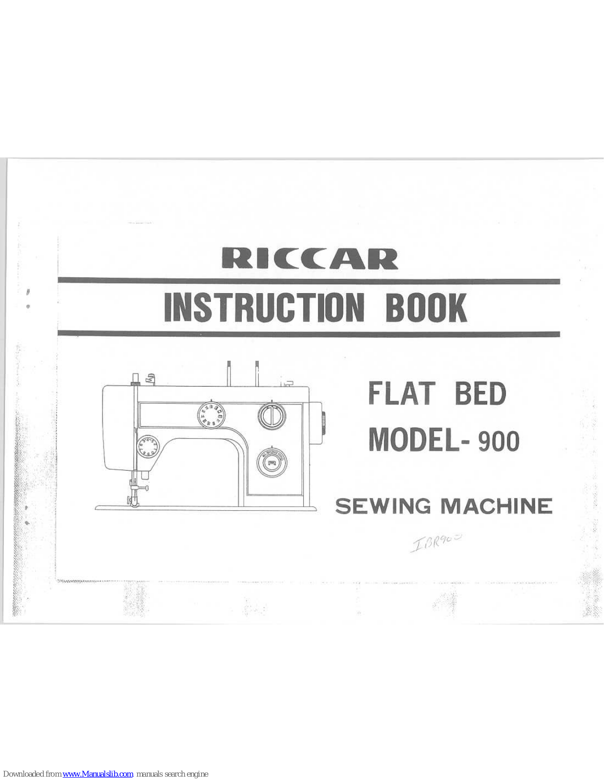 Riccar FLAT BED 900, 900 Instruction Book