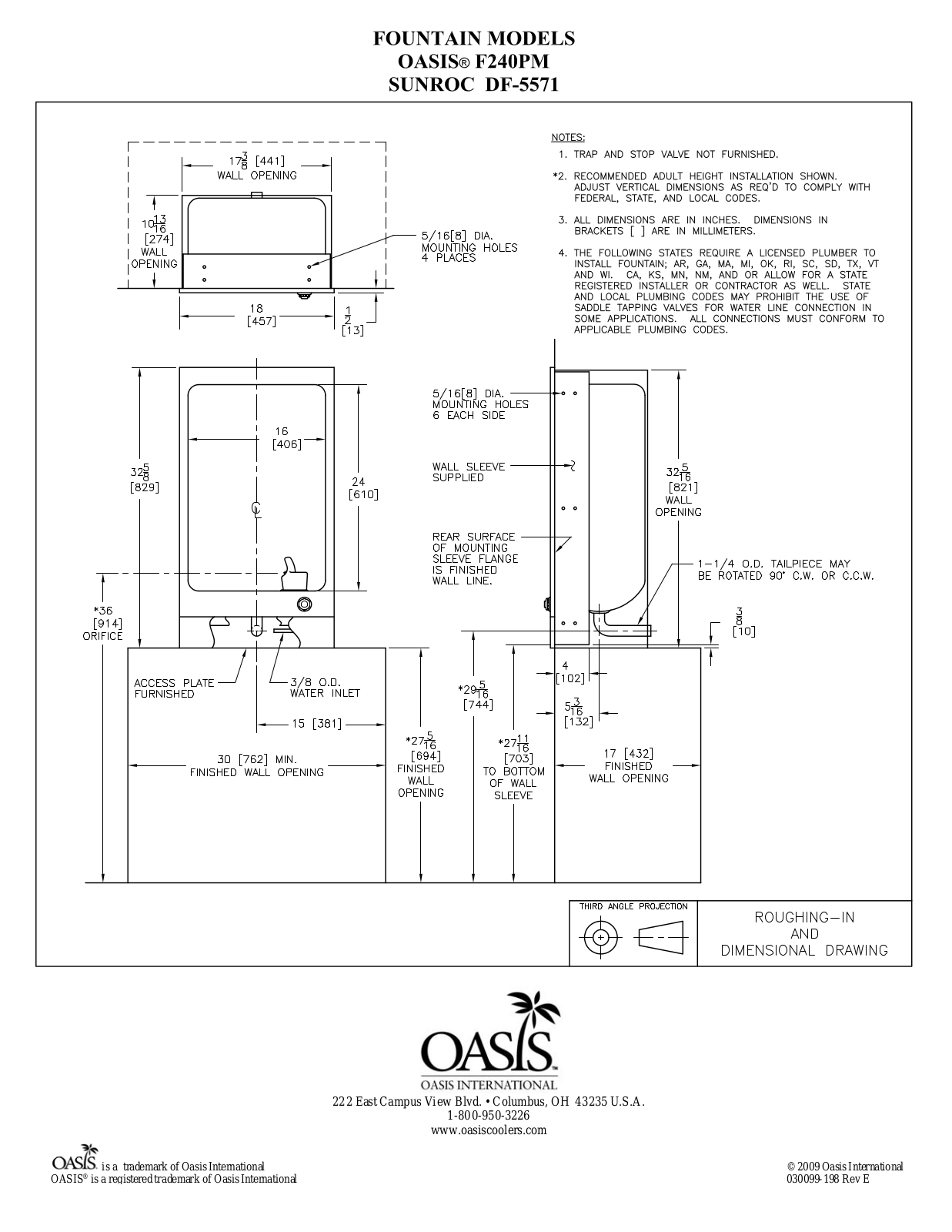 Oasis F240PM Installation Manual