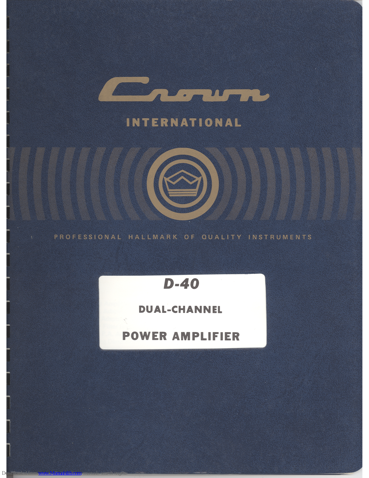 Crown D-40 Instruction Manual