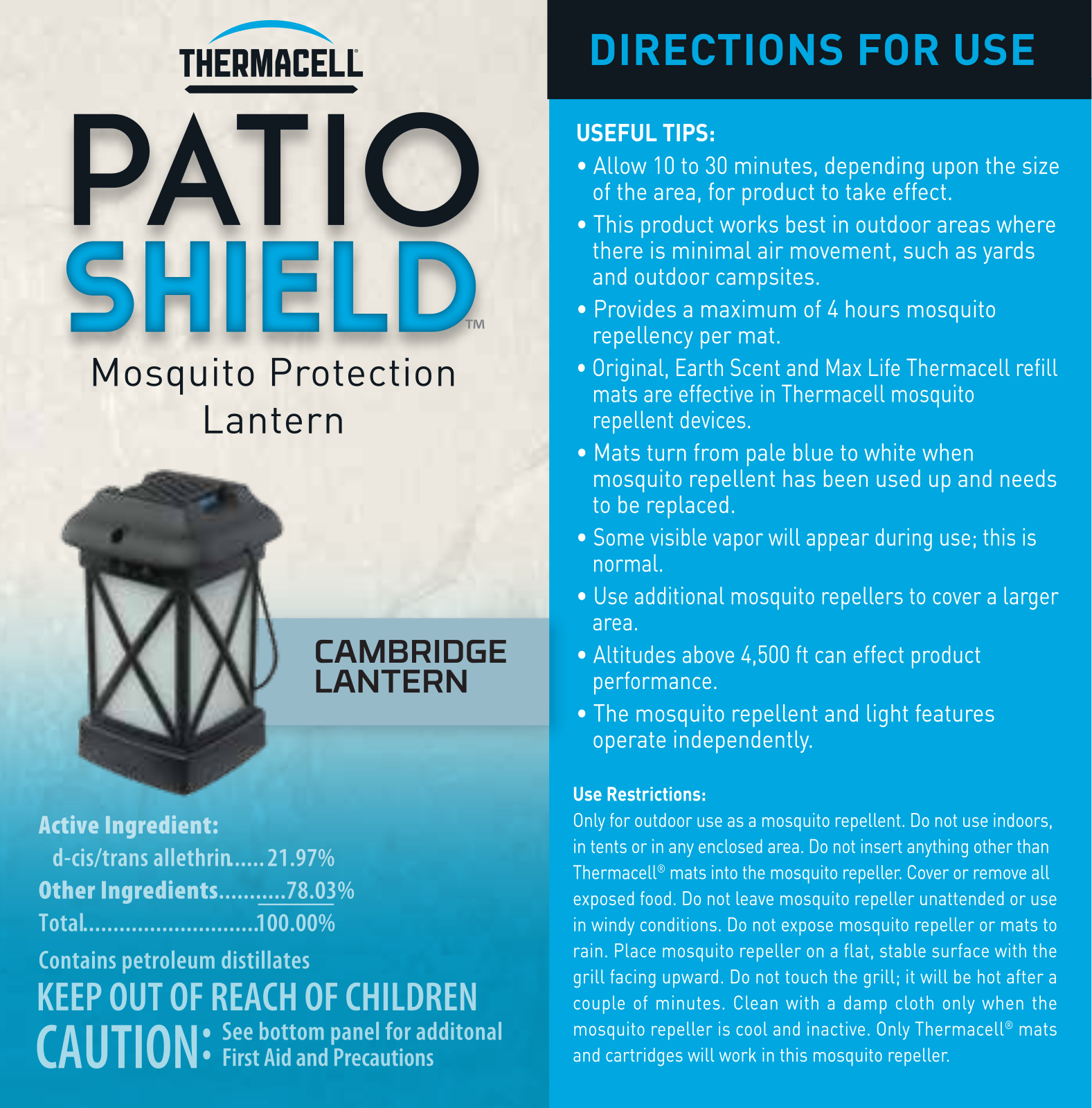 Thermacell Patio Shield User Manual