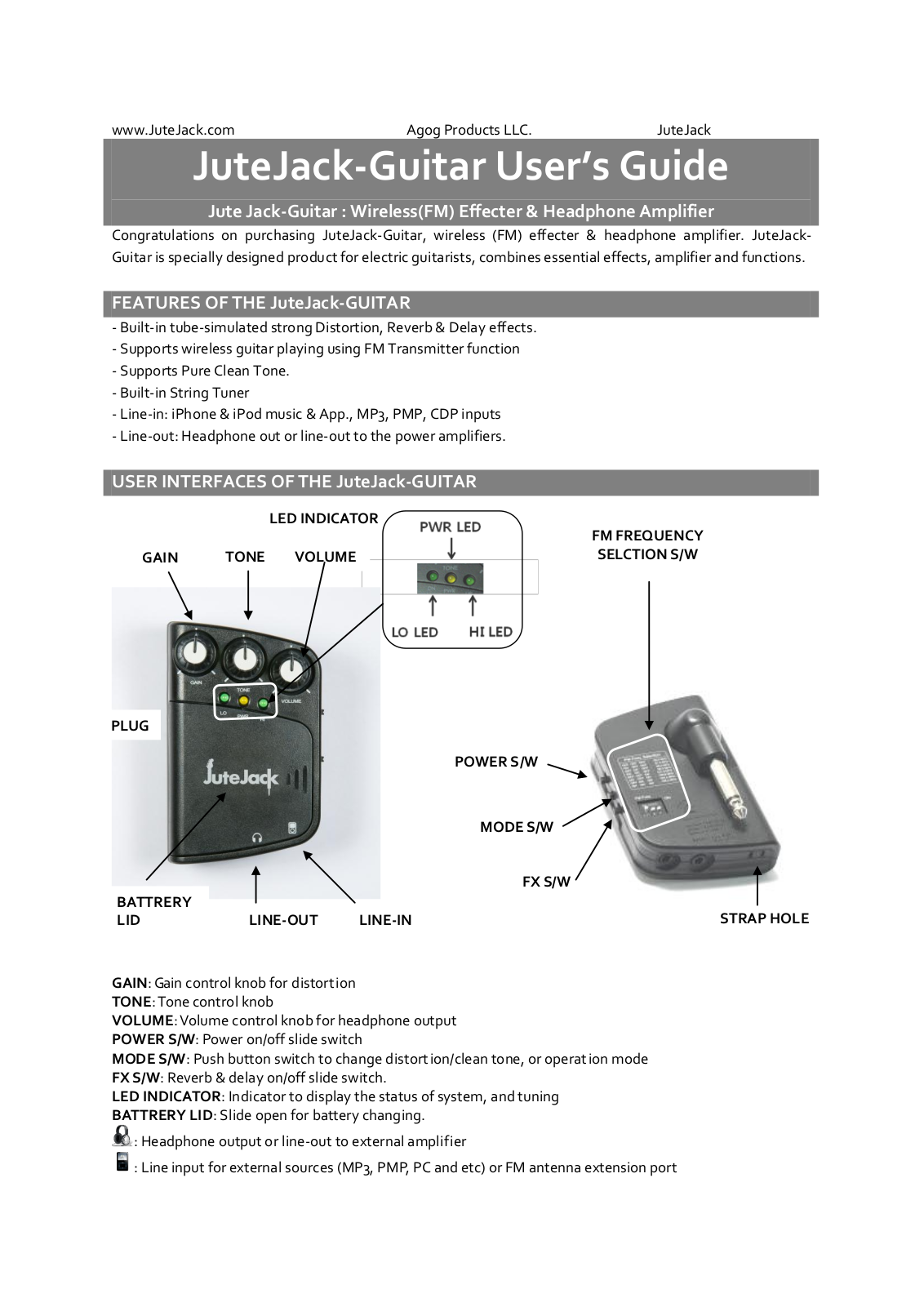 Agog JUTEJACK User's Manual - ManualMachine.com