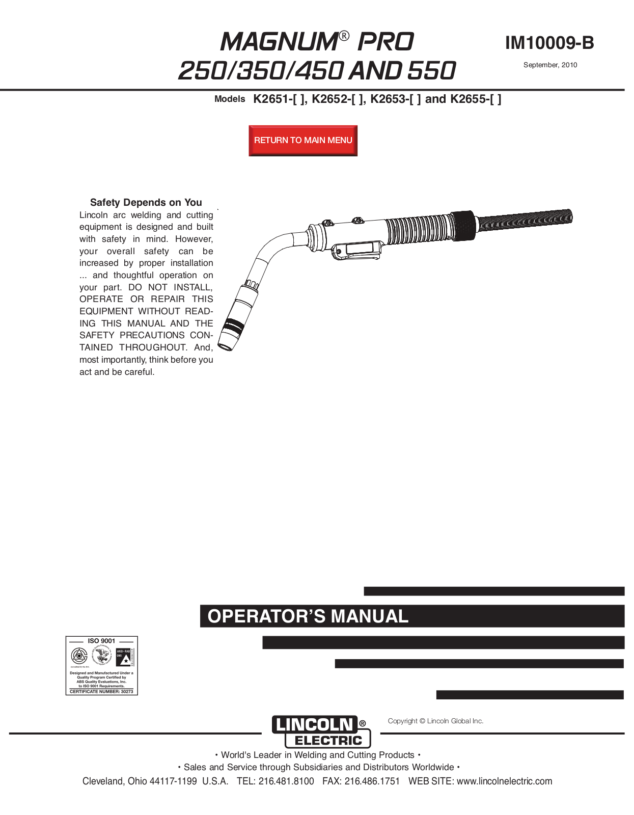 Lincoln Electric MAGNUM 450, MAGNUM 250 User Manual