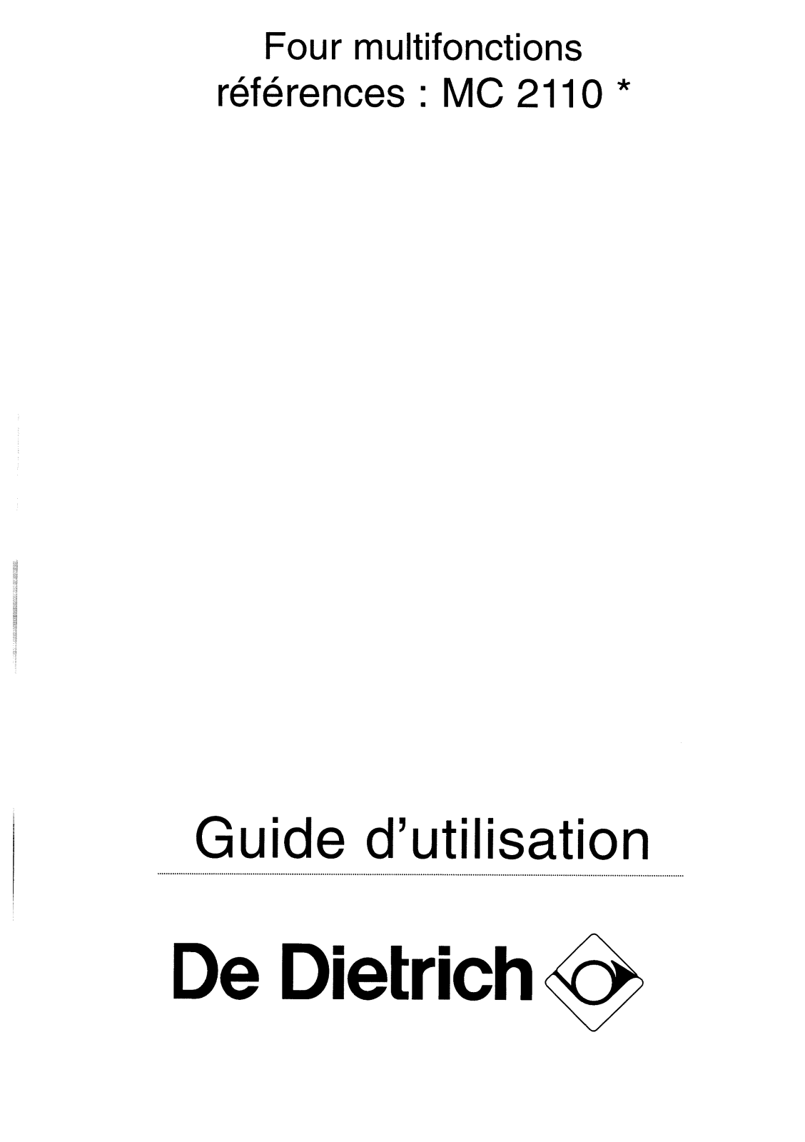 De dietrich MC2110N, MC2110X, MC2110B User Manual