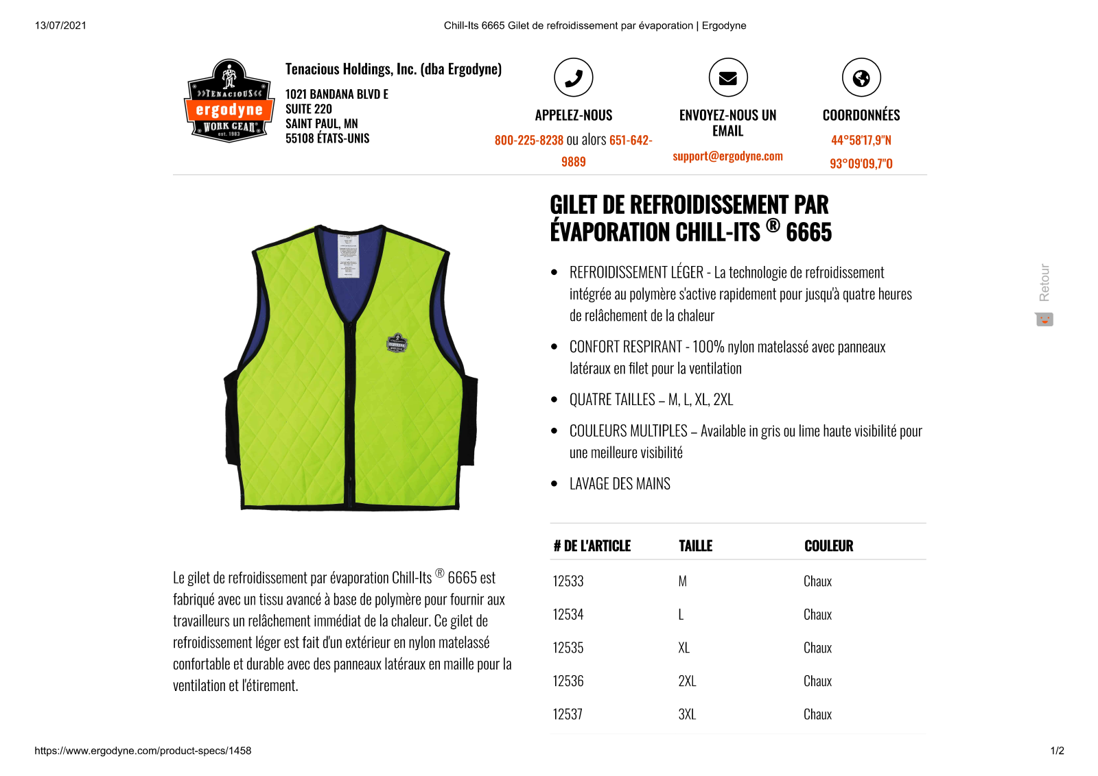 Ergodyne 6665 Specification - ManualMachine.com