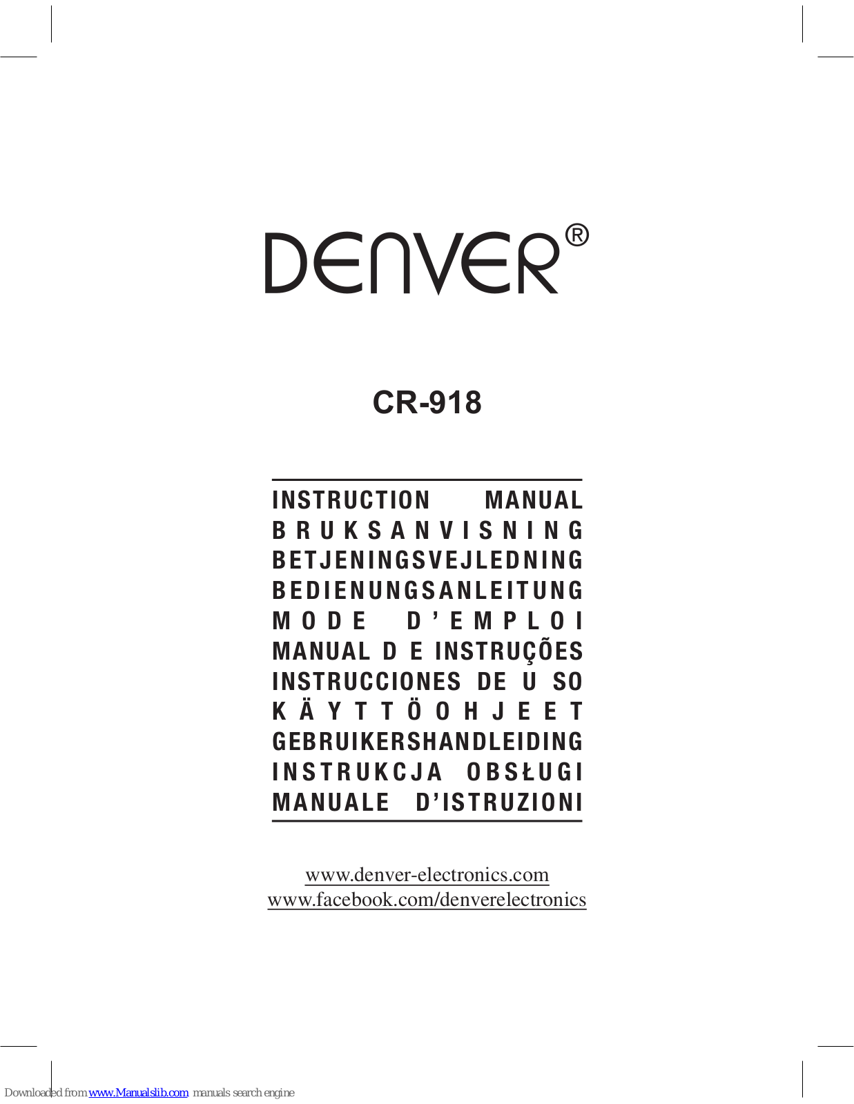 Denver CR-918 Instruction Manual