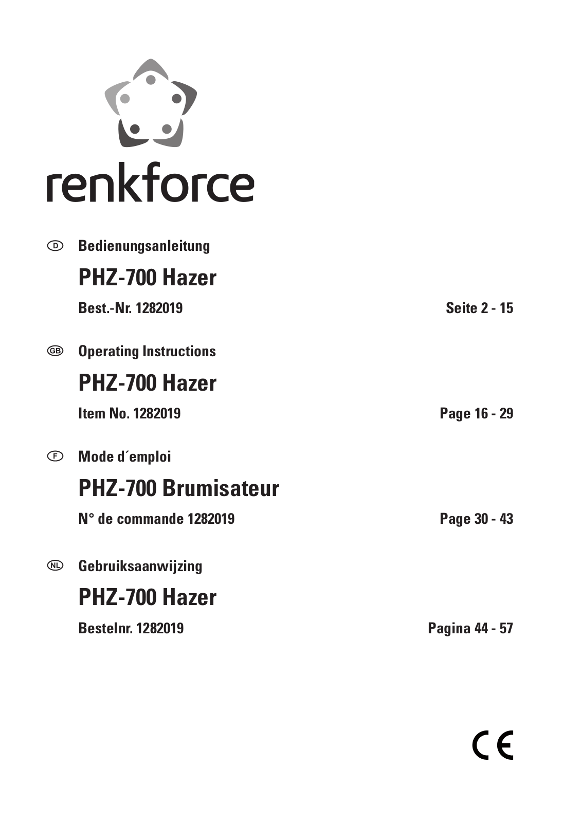 Renkforce PHZ-700 User guide