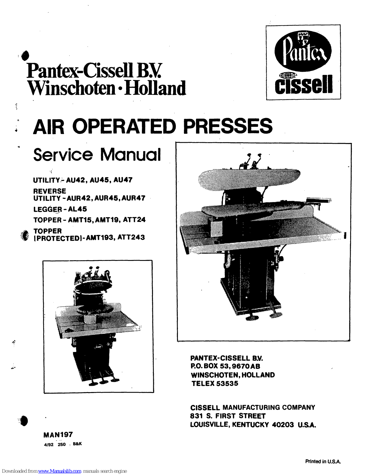 Cissell AUMAN197 User Manual