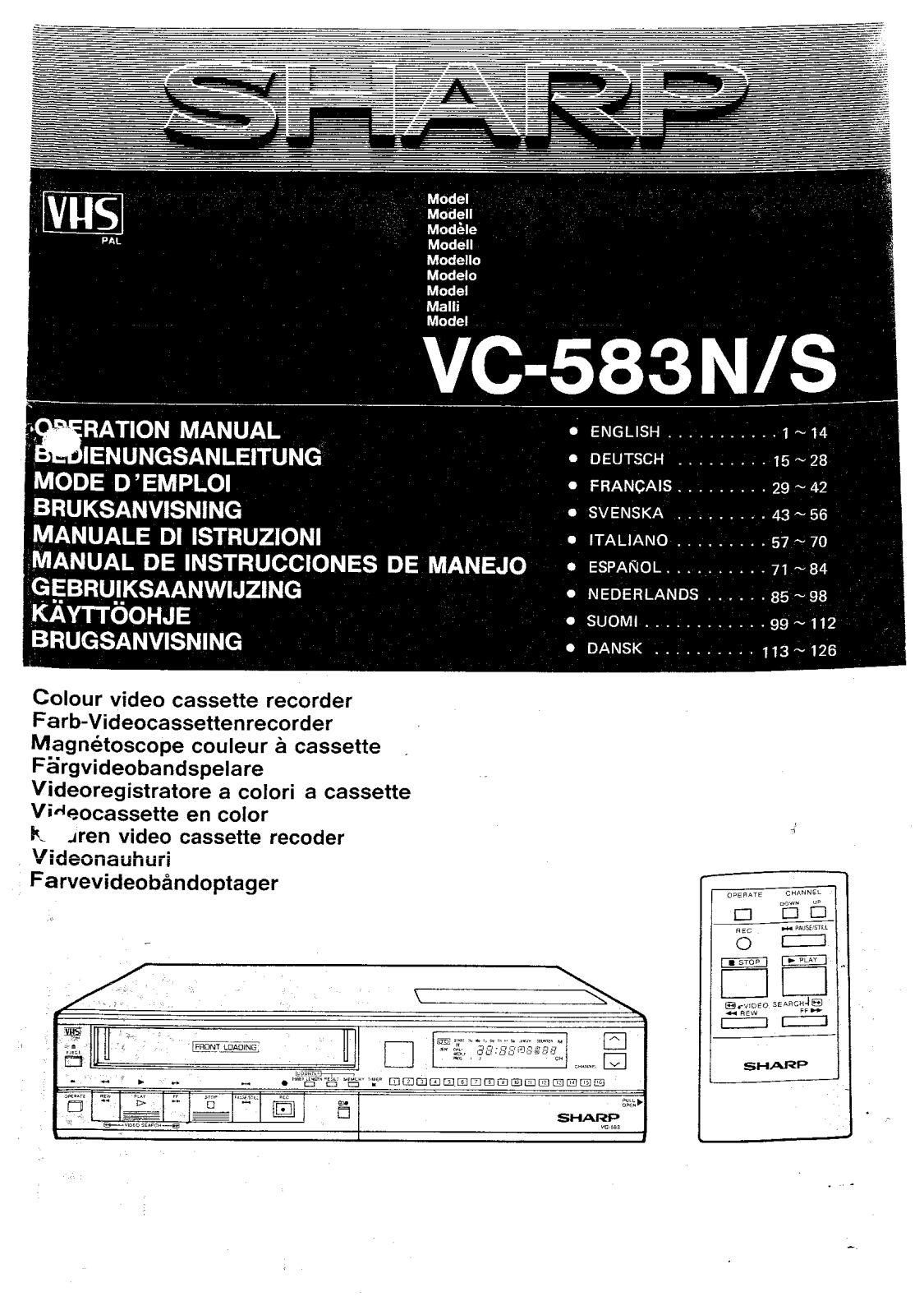 Sharp VC-583N, VC-583S User Manual