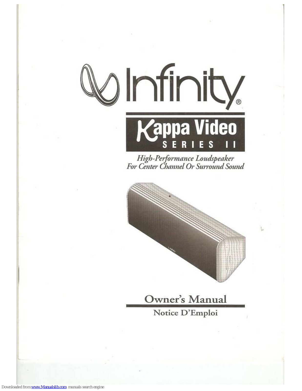 Infinity Kappa Video II Series Owner's Manual