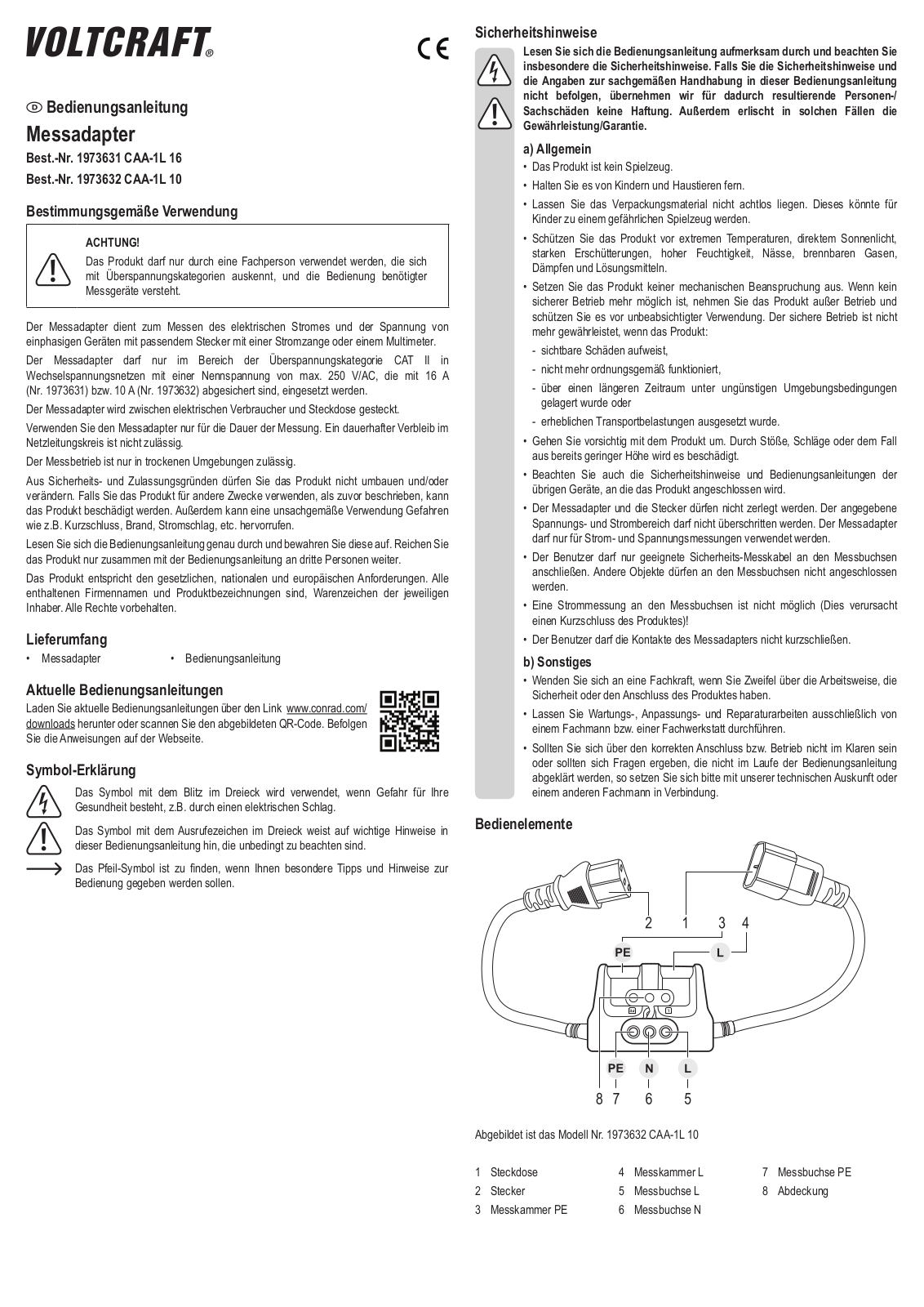 VOLTCRAFT CAA-1L 16, CAA-1L 10 User guide