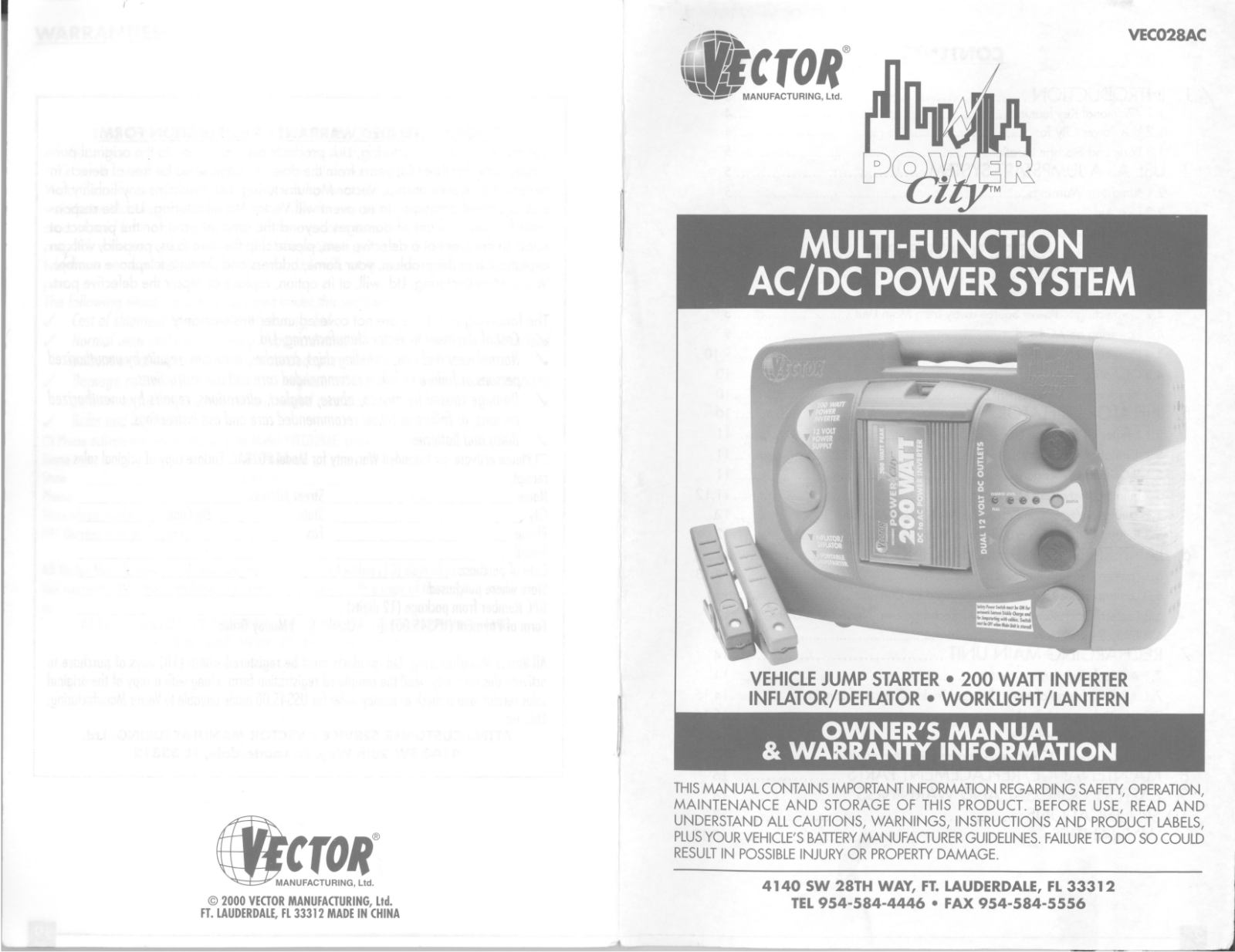 Vector VEC028AC User Manual