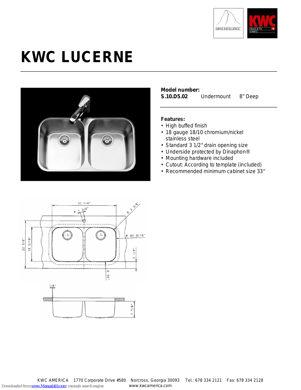 KWC S.10.D5.02, LUCERNE Features