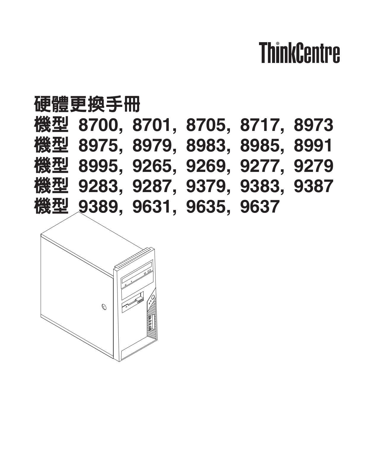 Lenovo ThinkCentre 8700, ThinkCentre 8701, ThinkCentre 8705, ThinkCentre 8717, ThinkCentre 8973 Hardware replacement guide