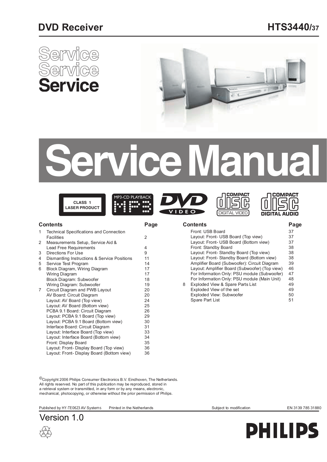 Philips HTS-3440 Service manual