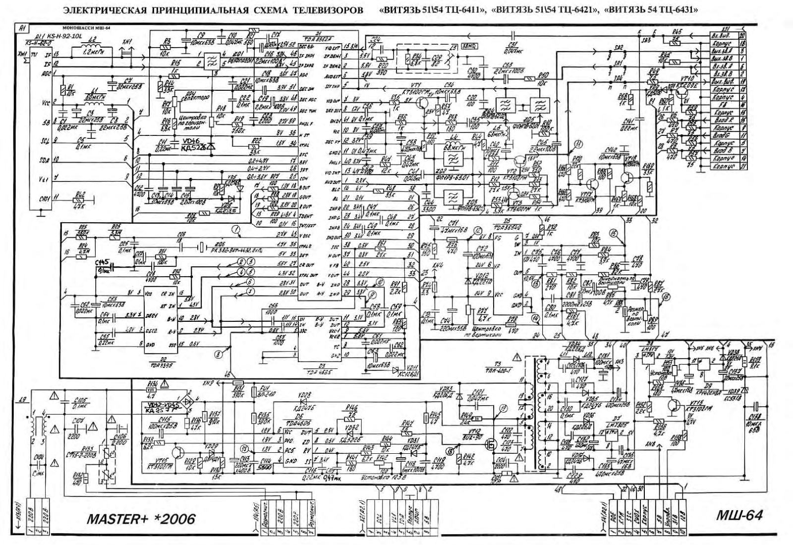 ВИТЯЗЬ 54ТЦ-5611, 54ТЦ-6421, 54ТЦ-6431, 51ТЦ-5611, 51ТЦ-6421 Schematic