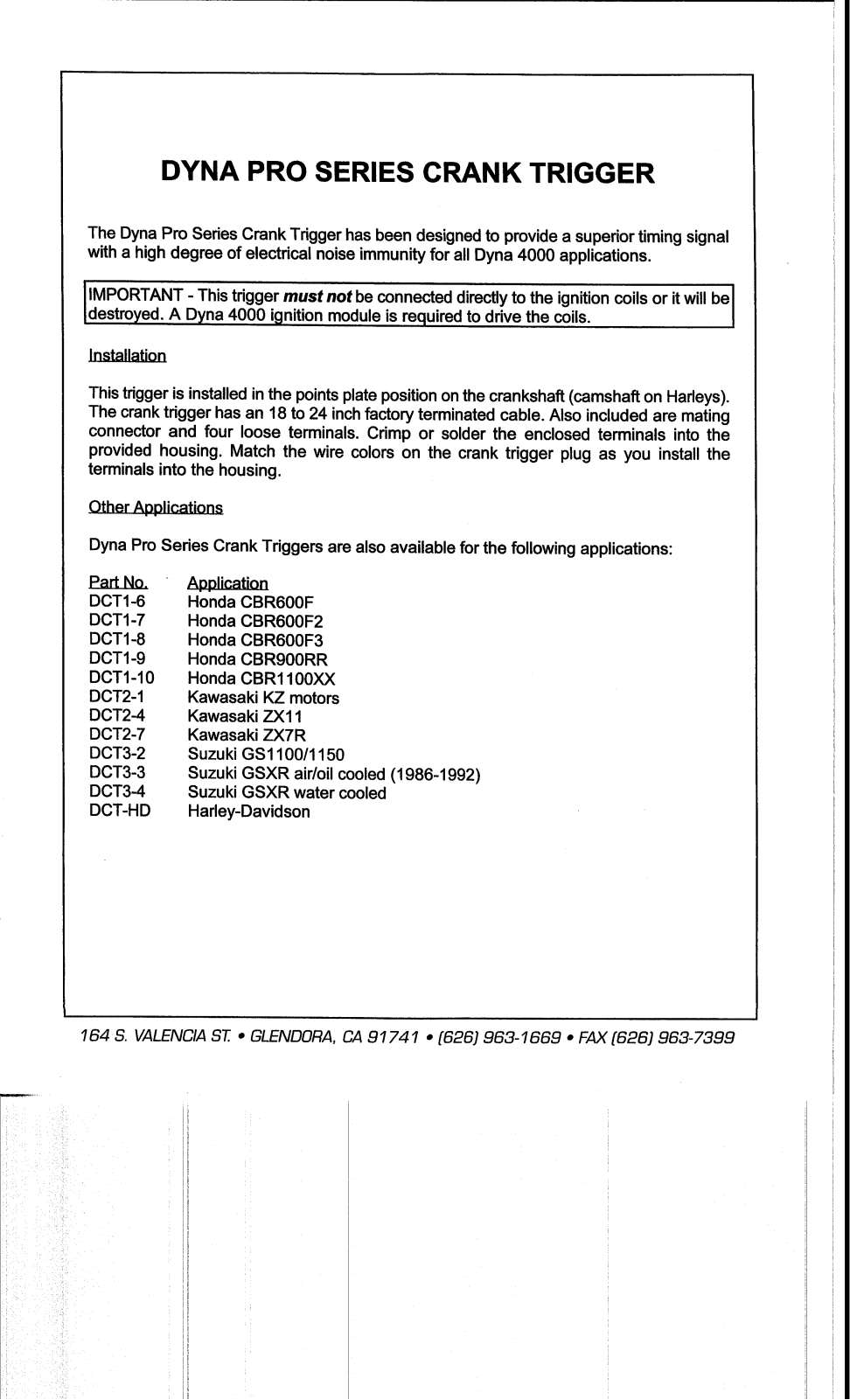 Dynatek D4K-DCT User Manual