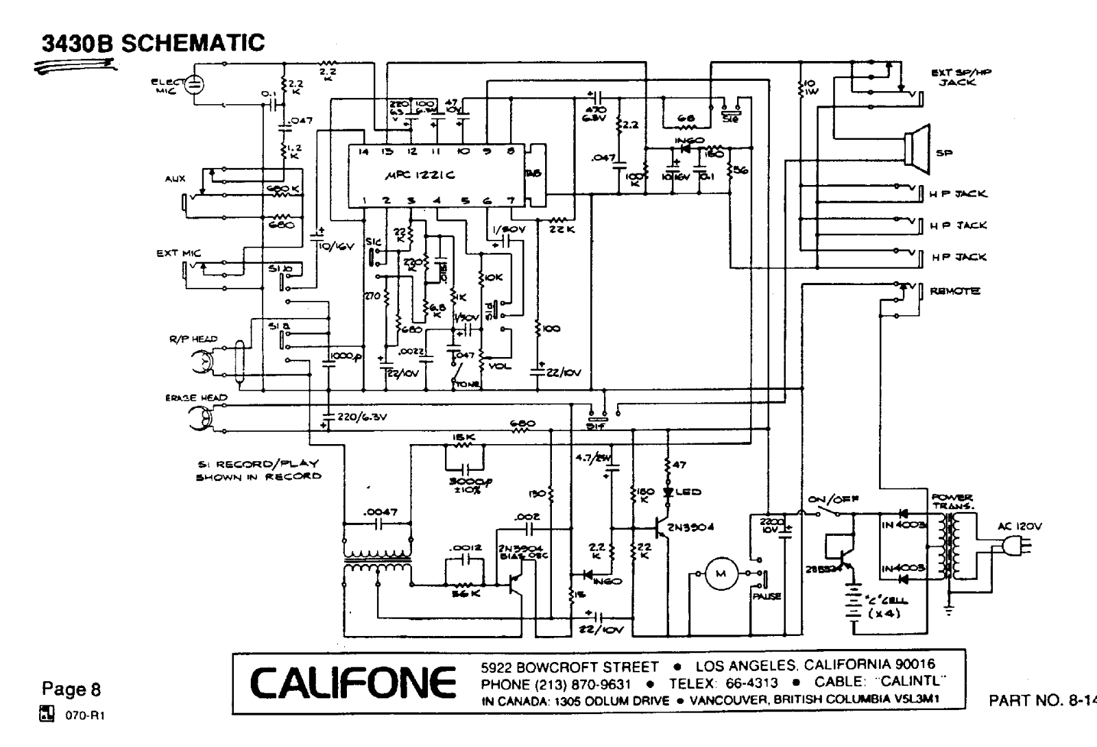 Califone 3430B Schematic - ManualMachine.com