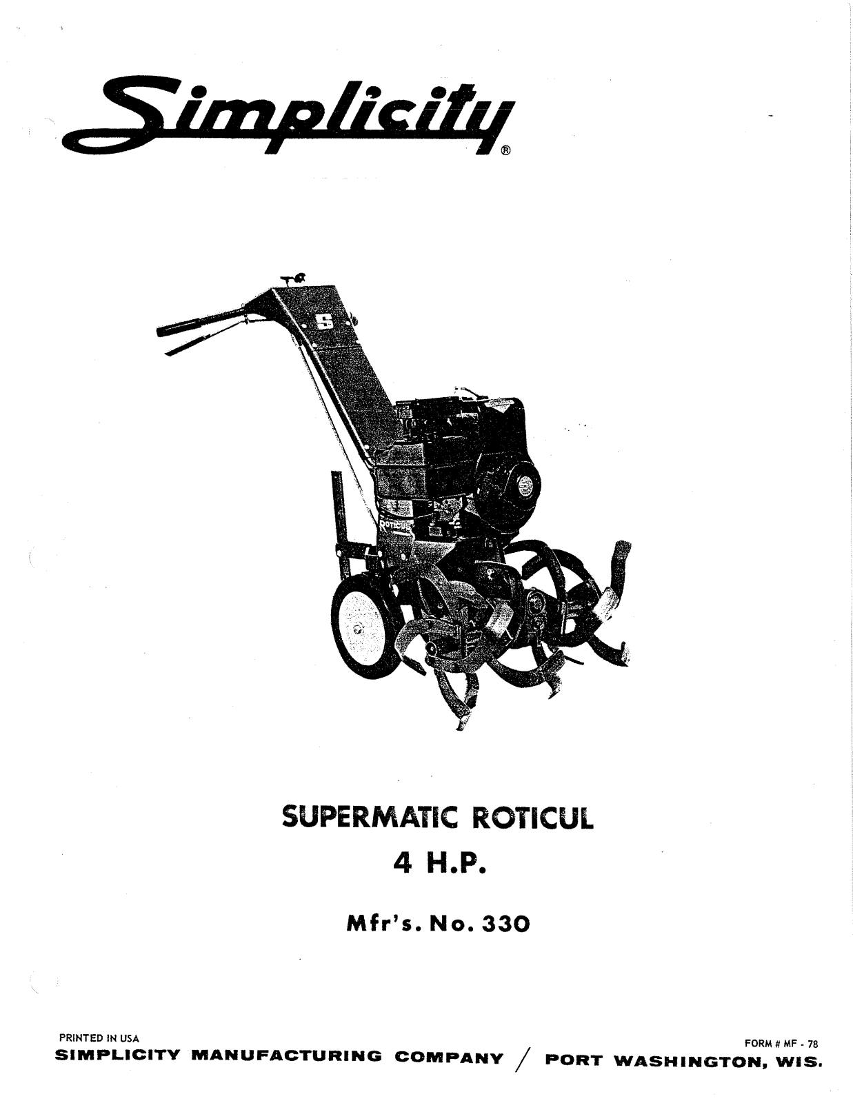 Simplicity 330 User Manual