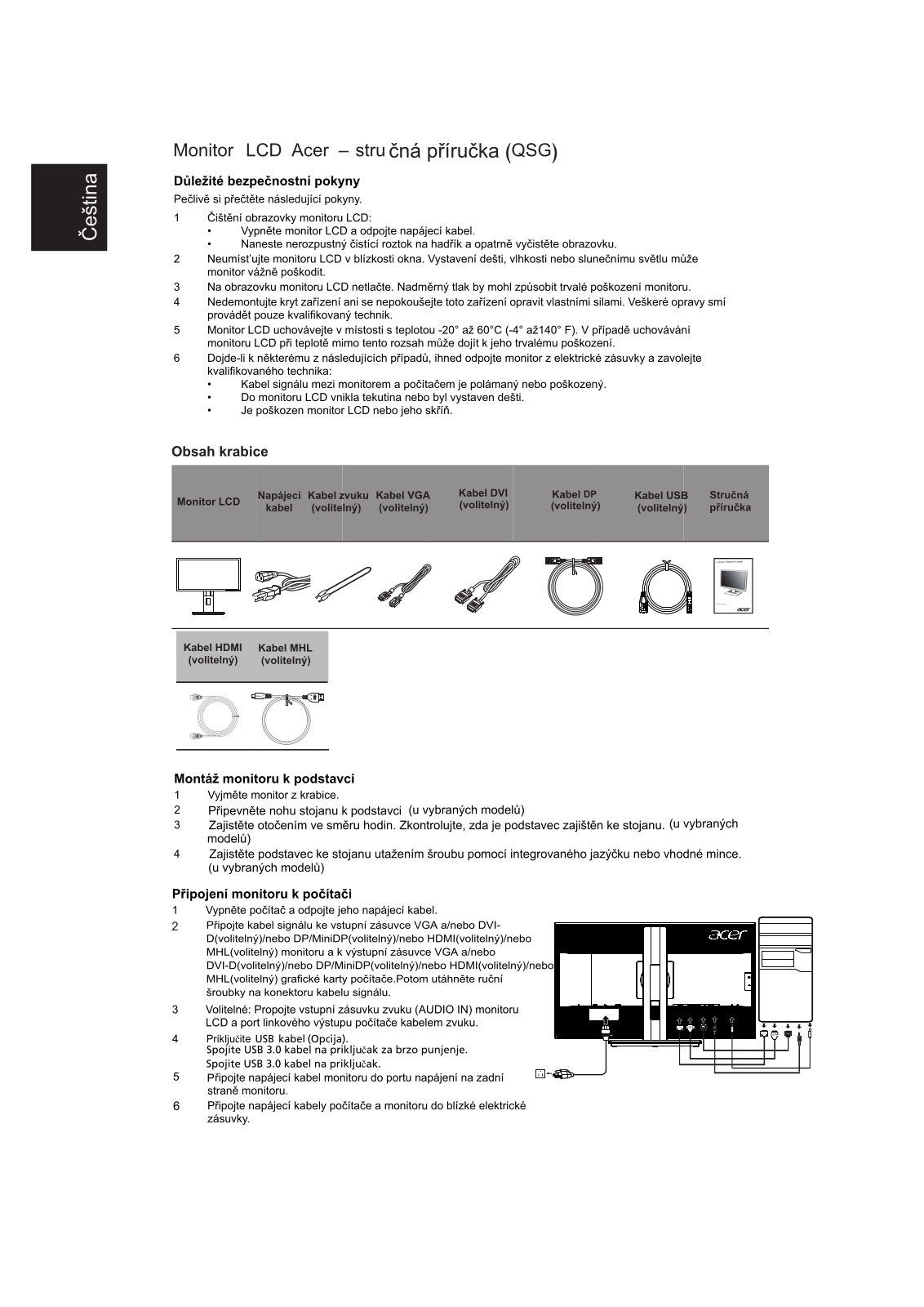 Acer XB280HK QUICK START GUIDE