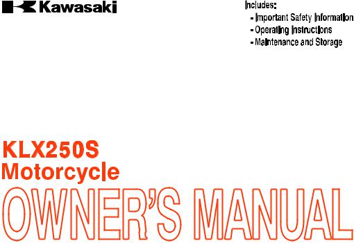 Kawasaki KLX250 S 2013, KLX 250 S 2014 Owner's manual