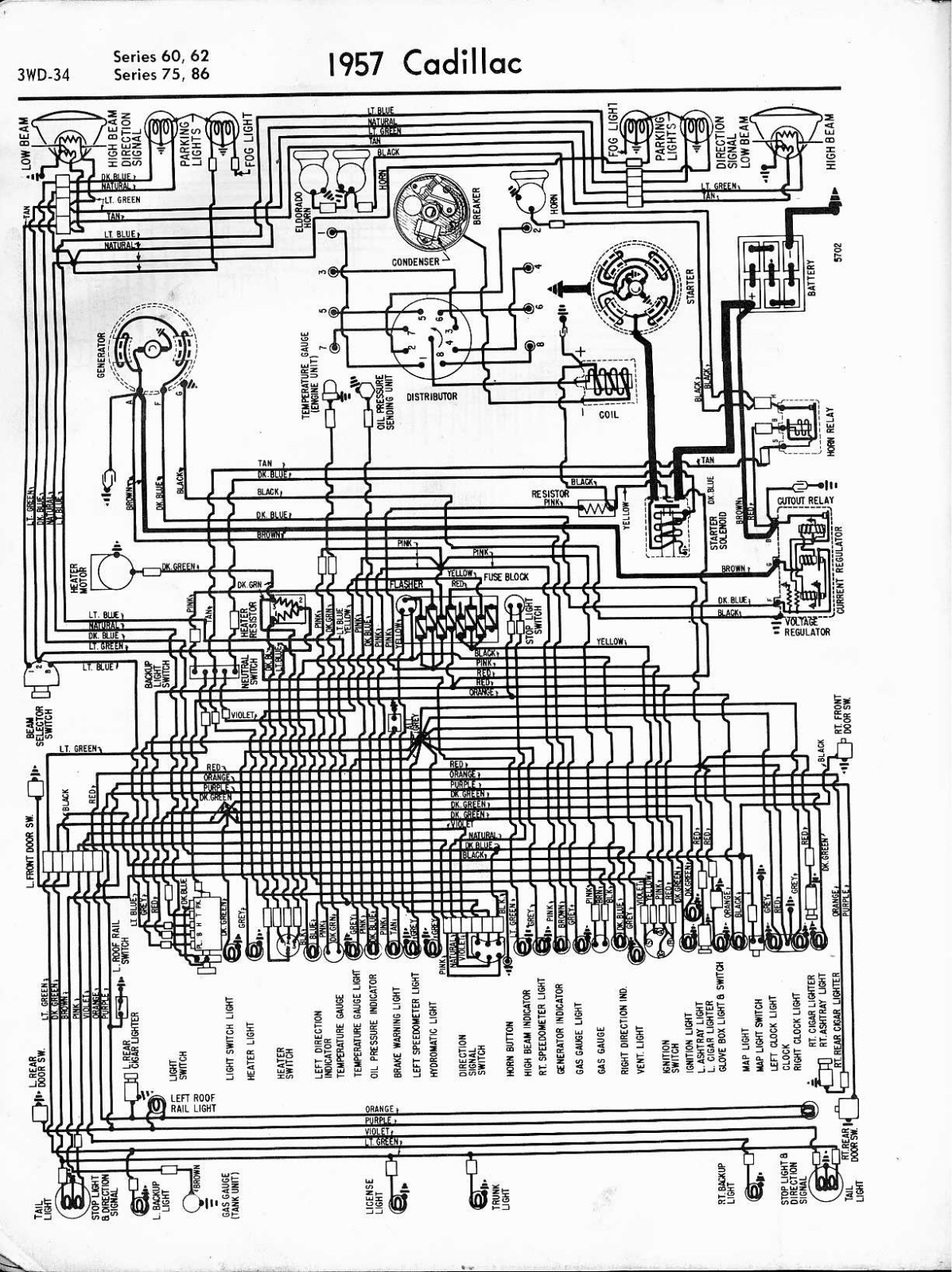 Cadillac 1957   60, 1957 62, 1957 75, 1957 86 schematic