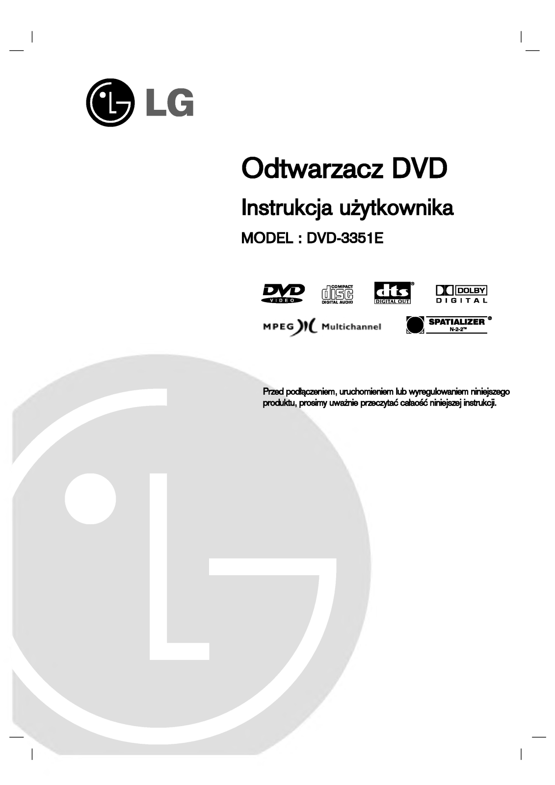 Lg DVD-3351E User Manual