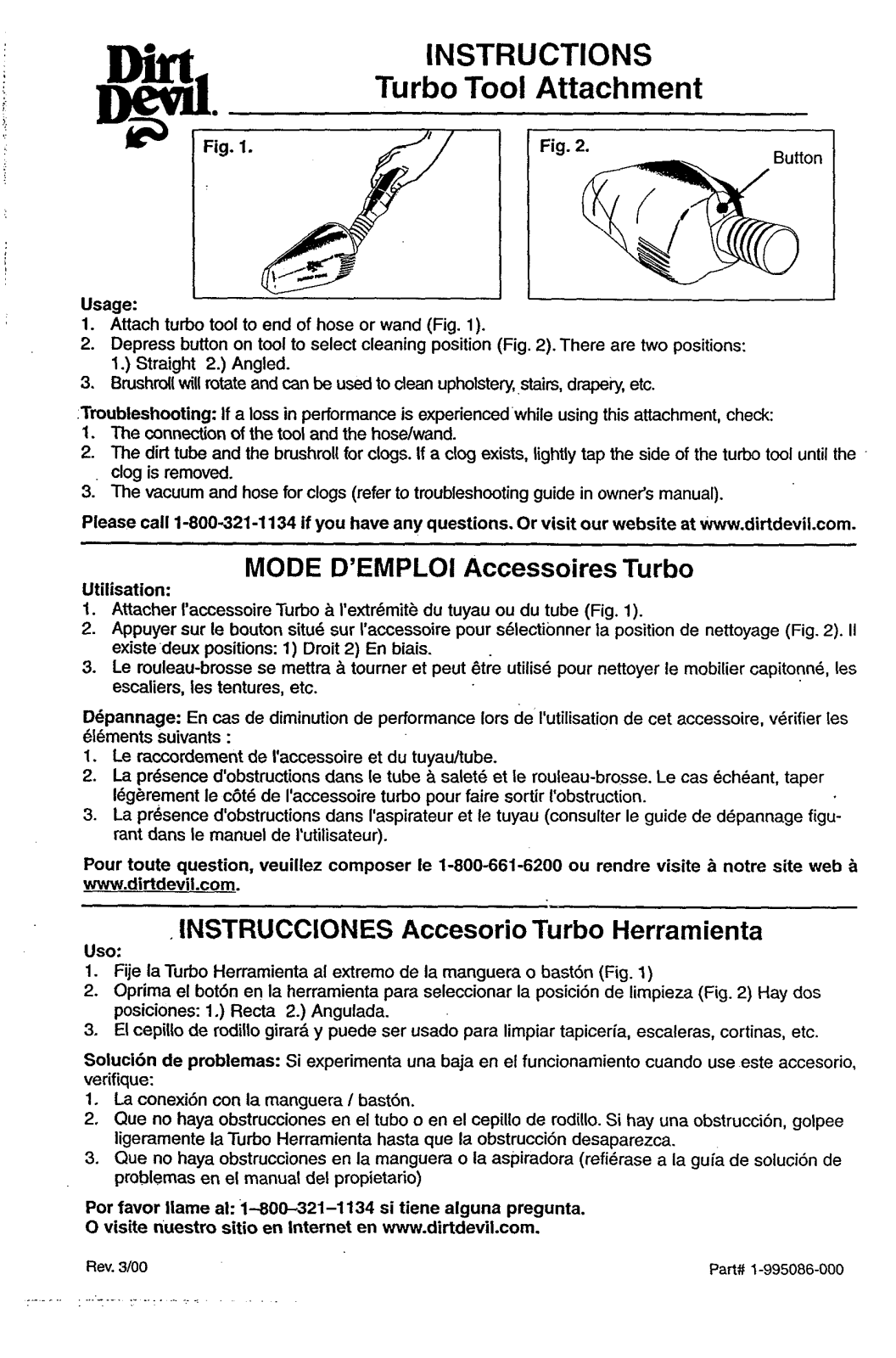 Dirtdevil M0995000 User Manual - ManualMachine.com