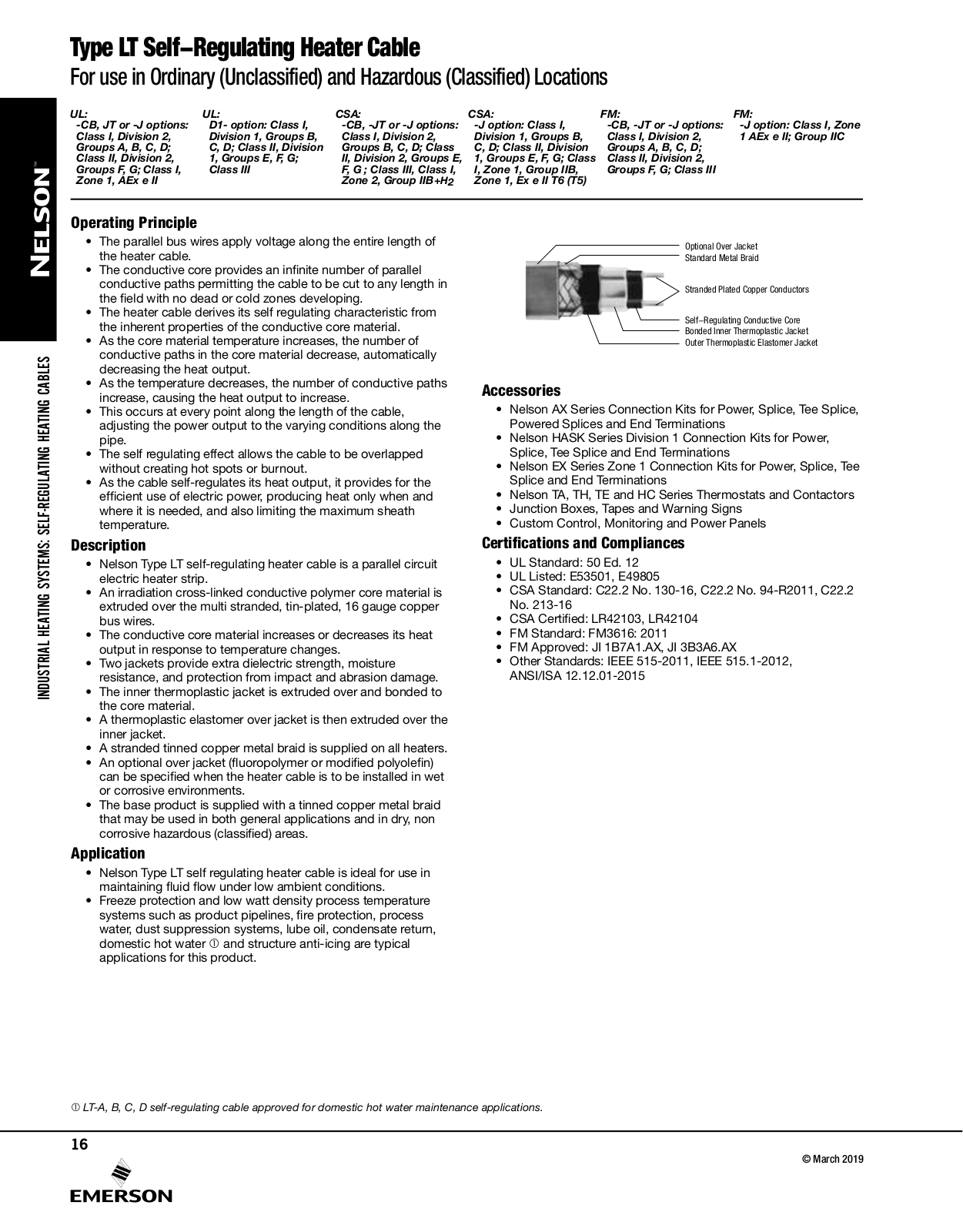 Appleton Type LT Self-Regulating Heater Cable Catalog Page