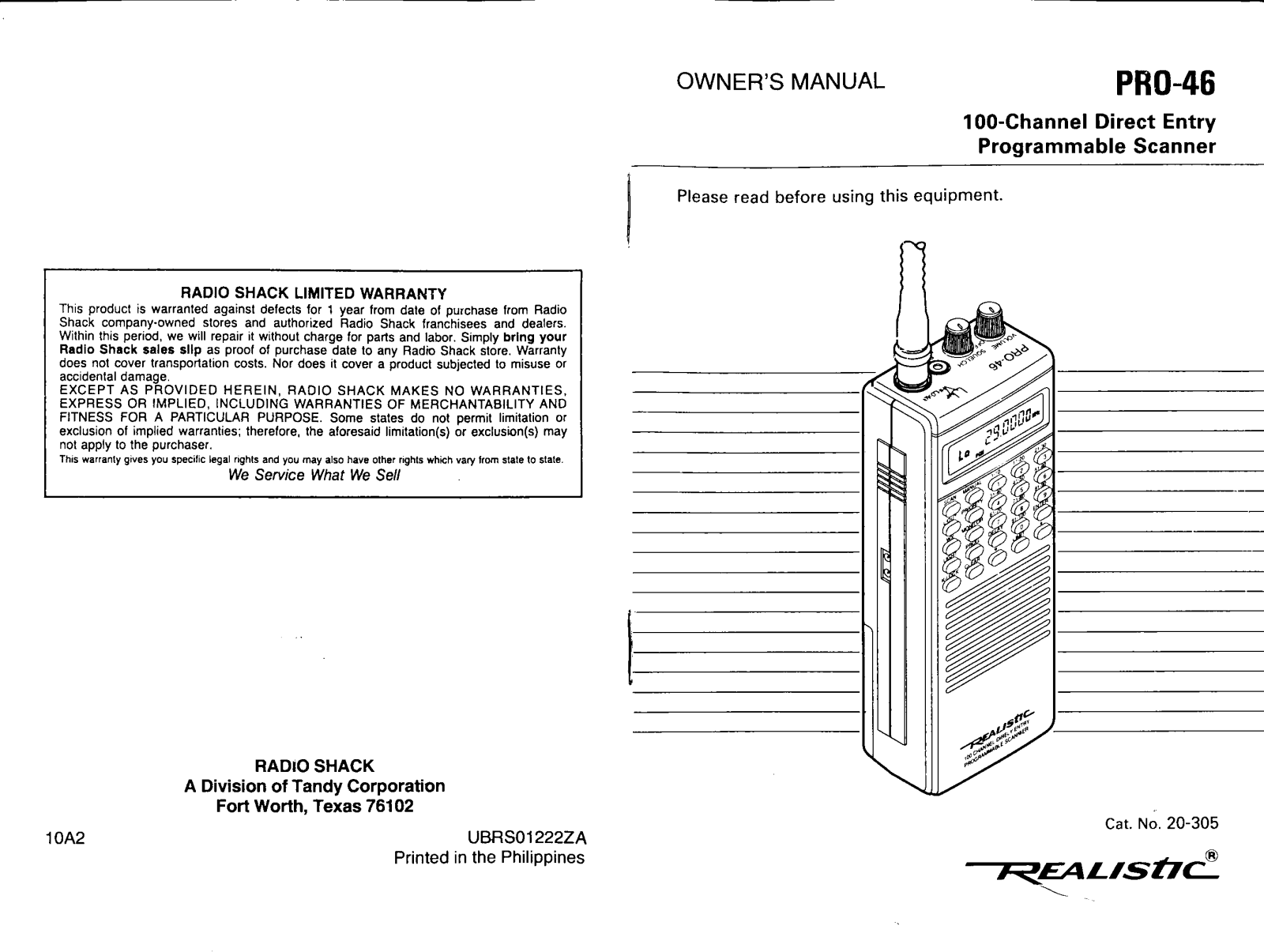 Realistic   RadioShack PRO-46 Owner Manual - ManualMachine.com