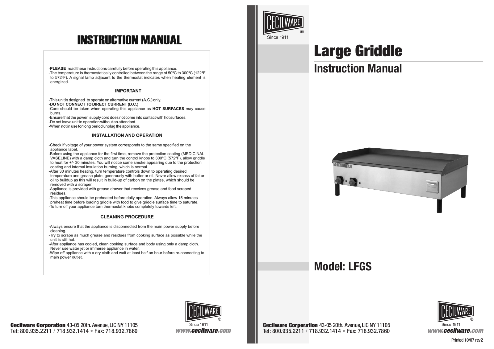 Cecilware LFGS Installation  Manual - ManualMachine.com