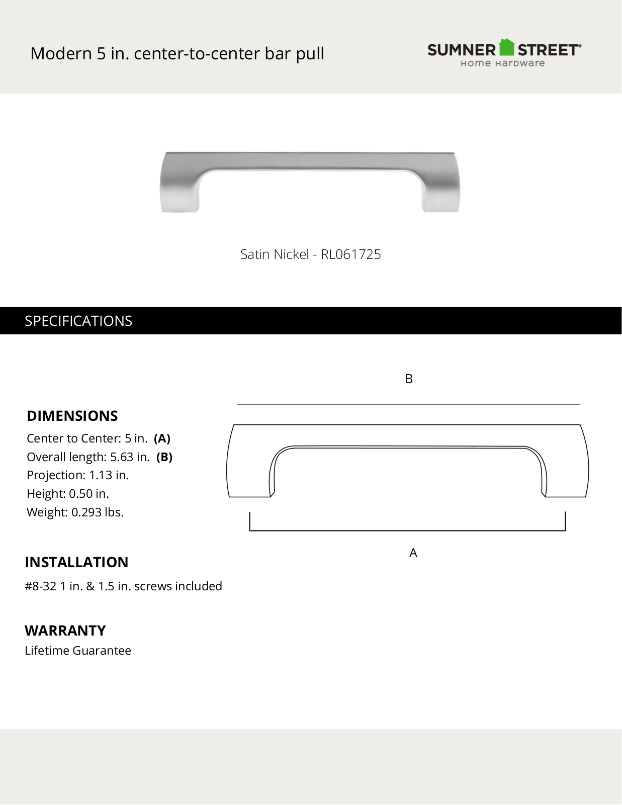 Sumner Street Home Hardware CTHD1061 Specifications - ManualMachine.com