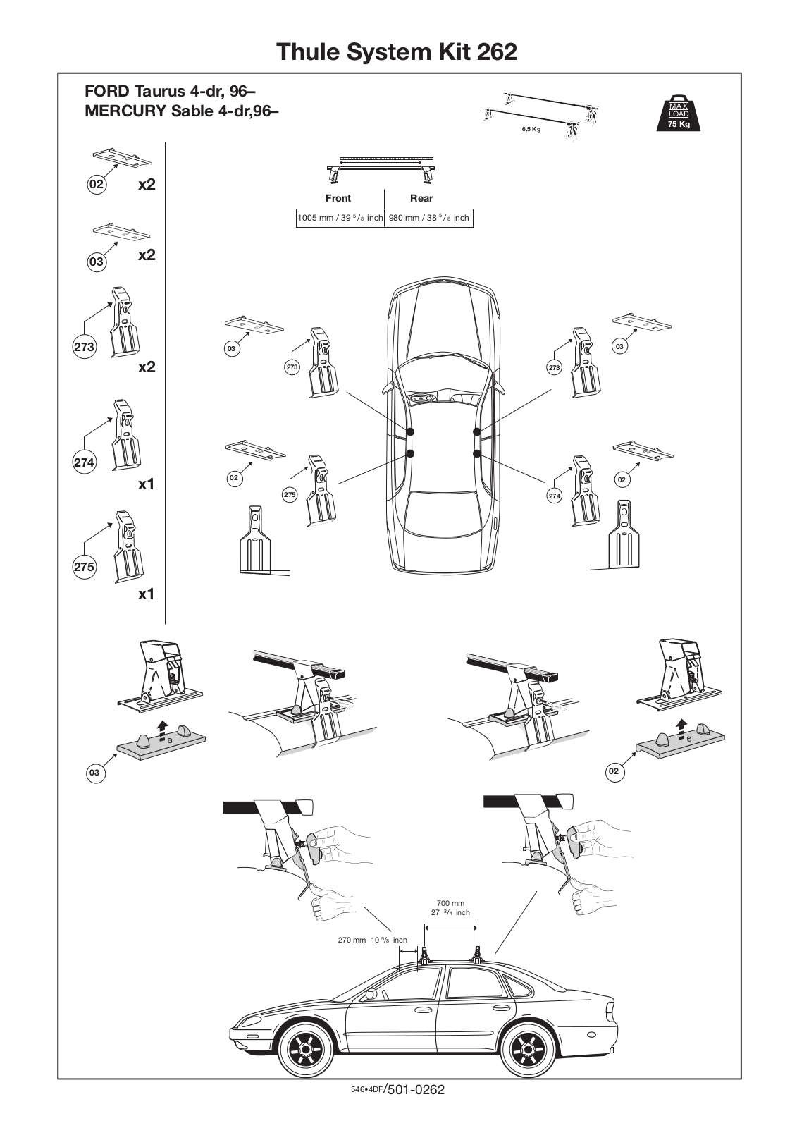 Thule Kit 262 User Manual