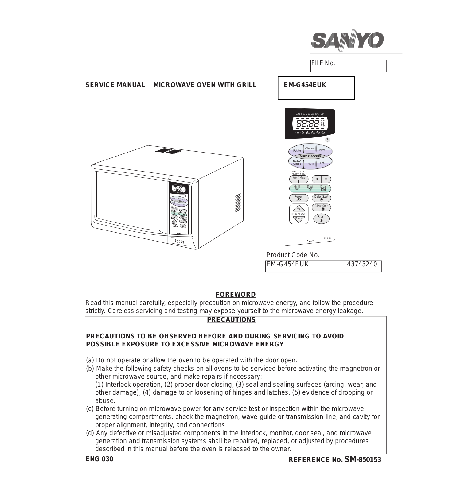 Sanyo EM-G454 Service Manual