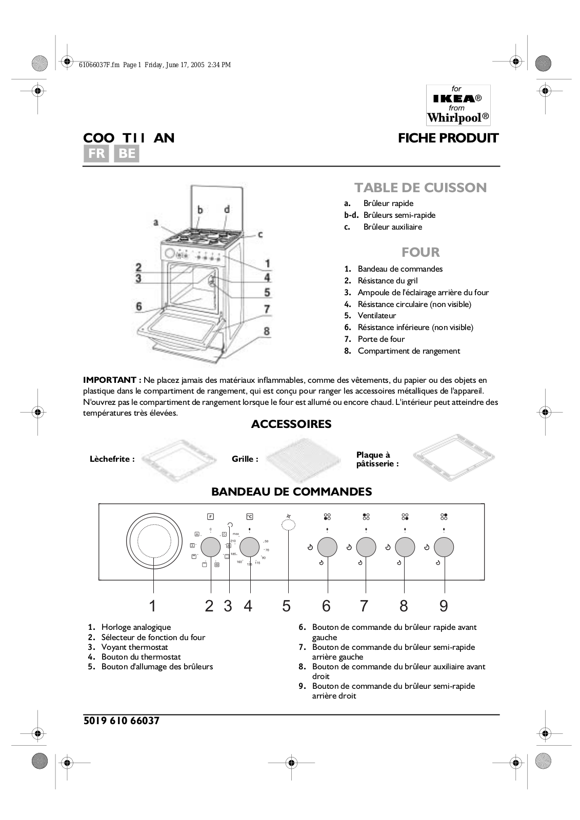 Whirlpool COO T11 AN PRODUCT SHEET