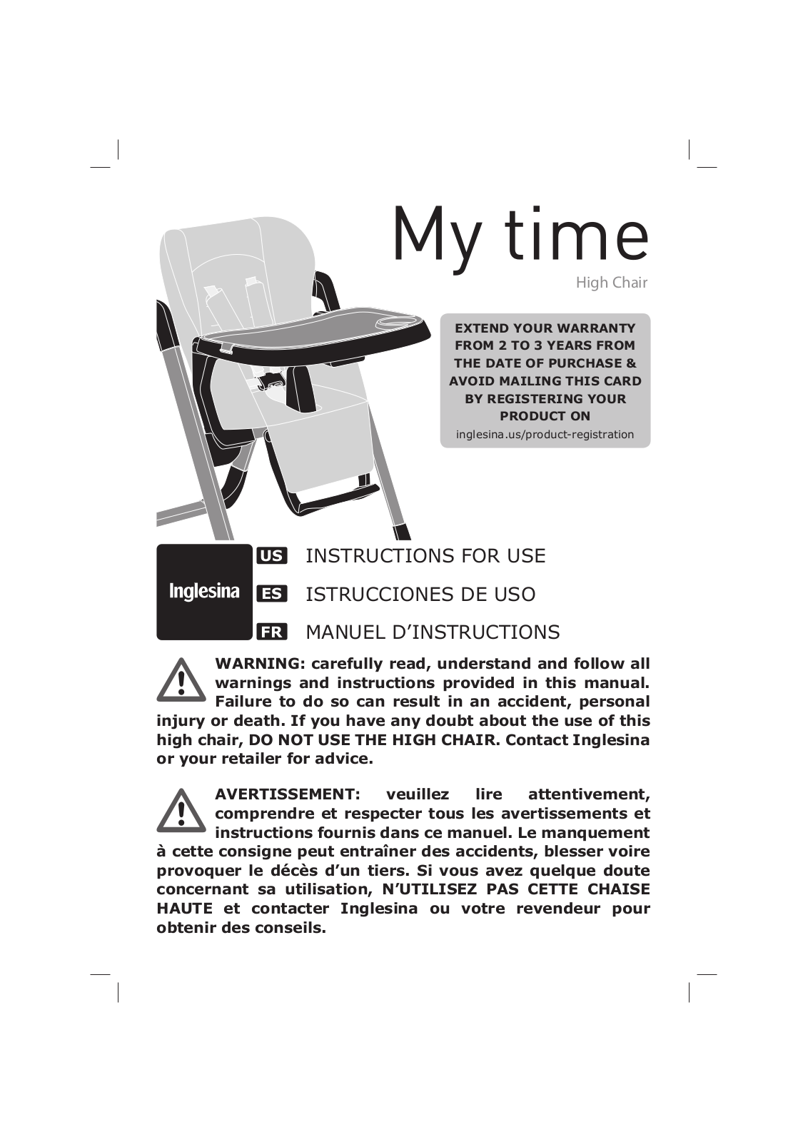 Inglesina My Time Instructions For Use Manual