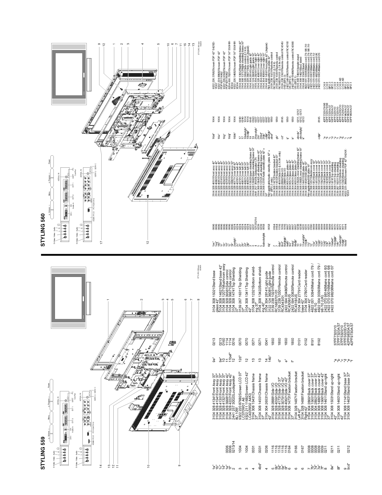 Philips Styling 559, styling 560 Diagram