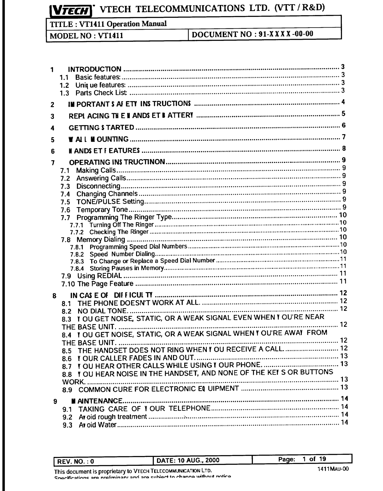 VTech Telecommunications 9108 Users Manual